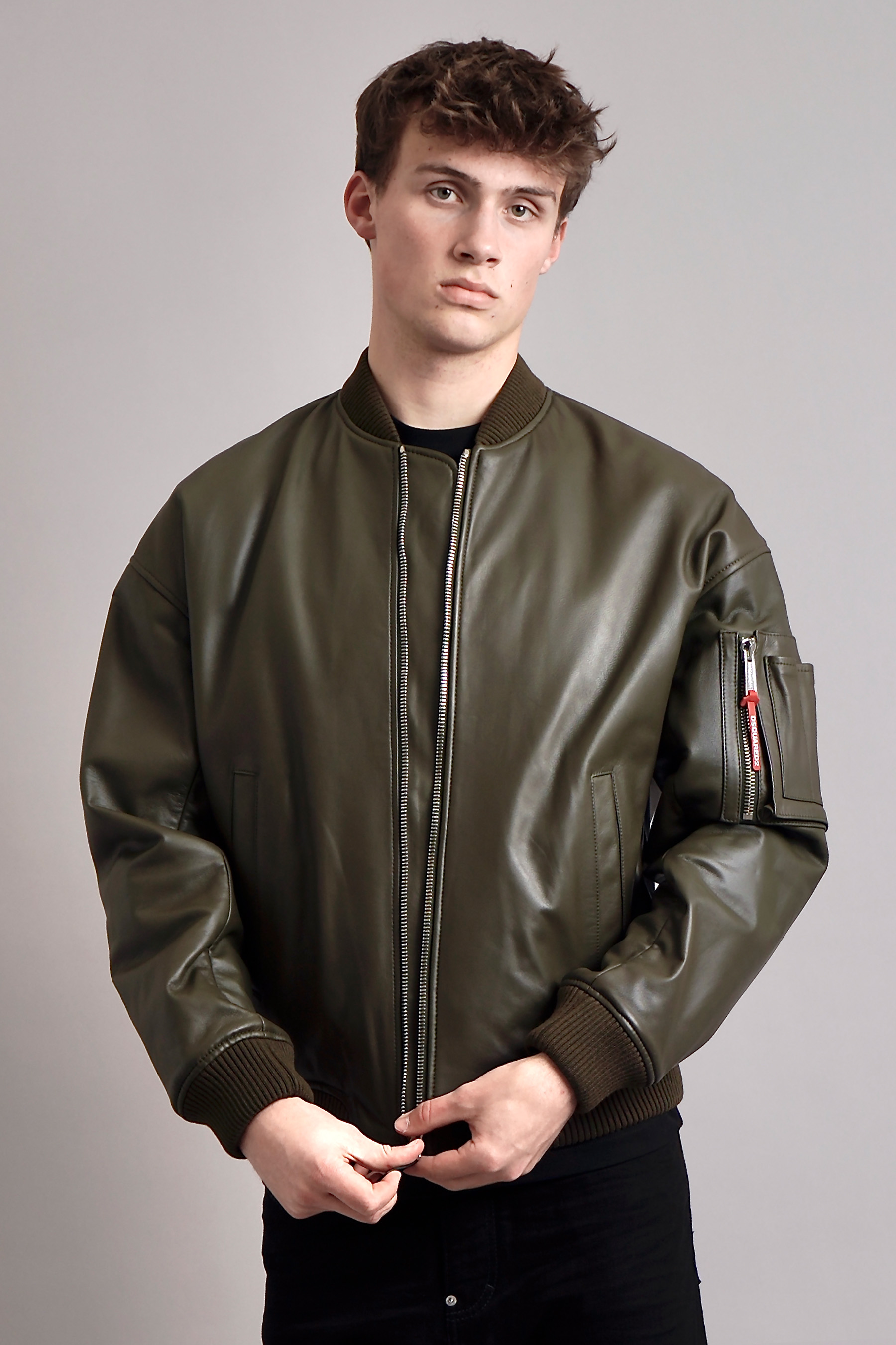 DSQUARED2 Lamb Leather Cyprus Bomber Jacket DSQUARED2 Lamb Leather Cyprus Bomber Jacket