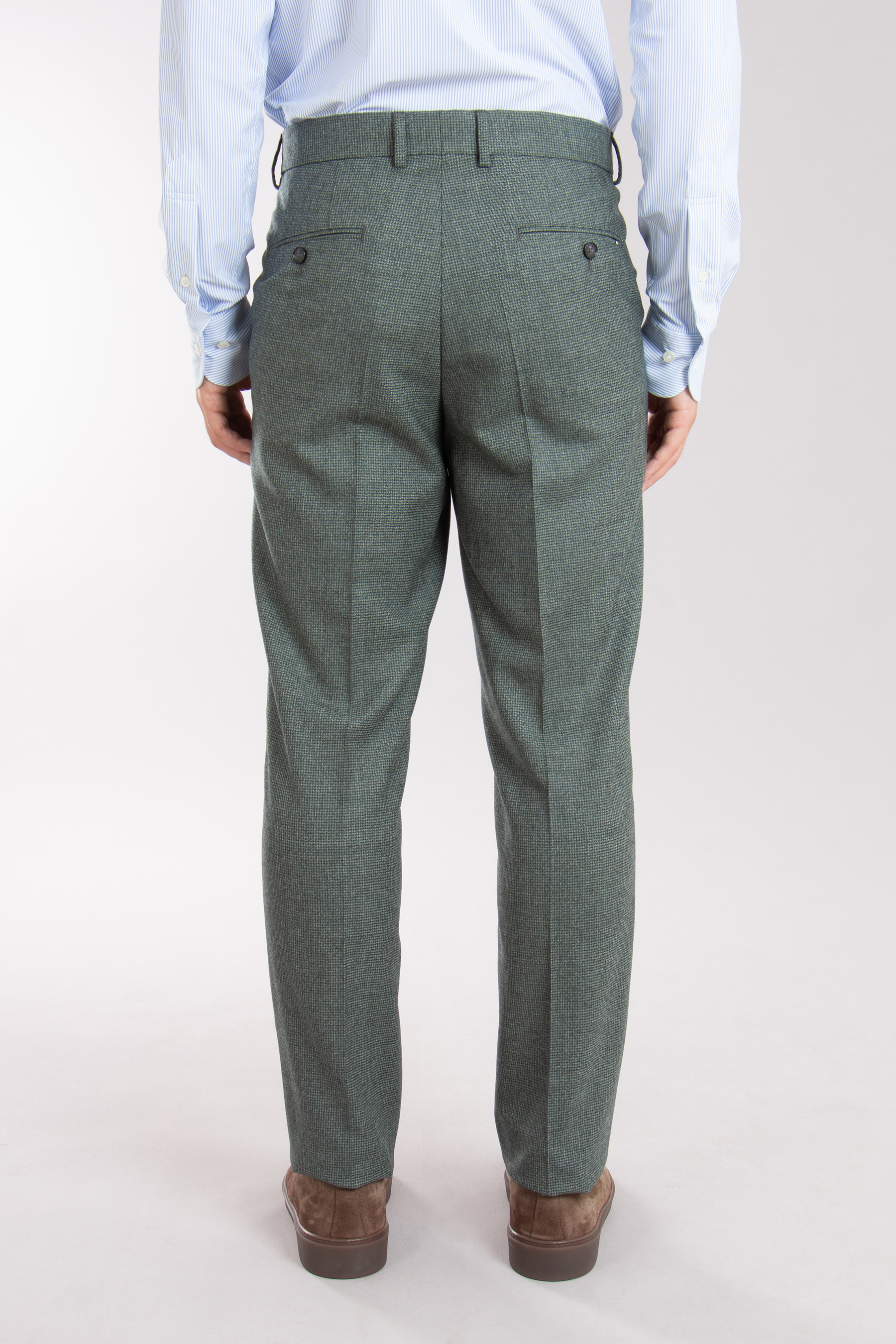 BOSS Slim Fit Patterned Virgin Wool Stretch Pants H-Genius