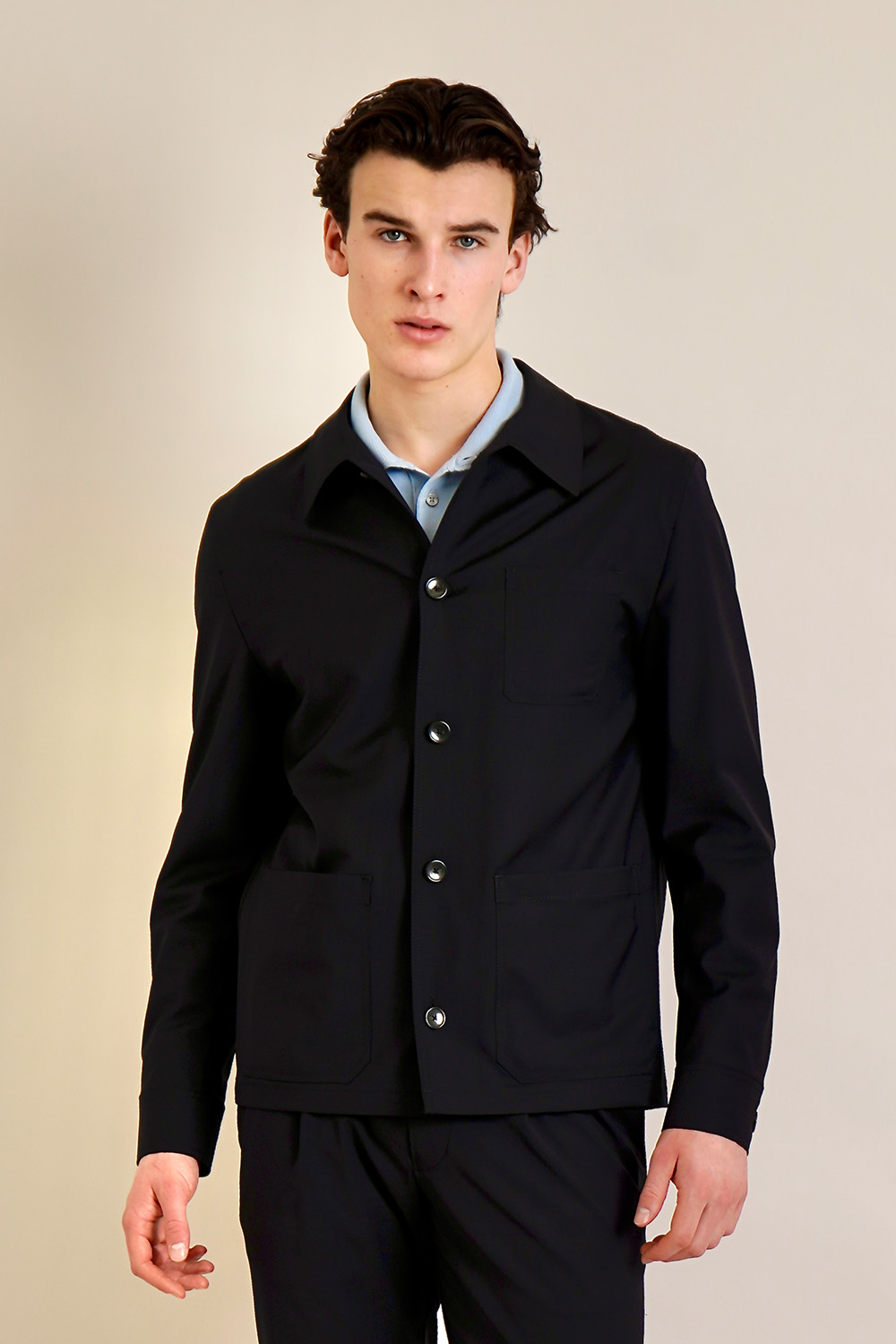 DRESSLER Regular Fit D-Tech Virgin Wool Stretch Overshirt Syrakus