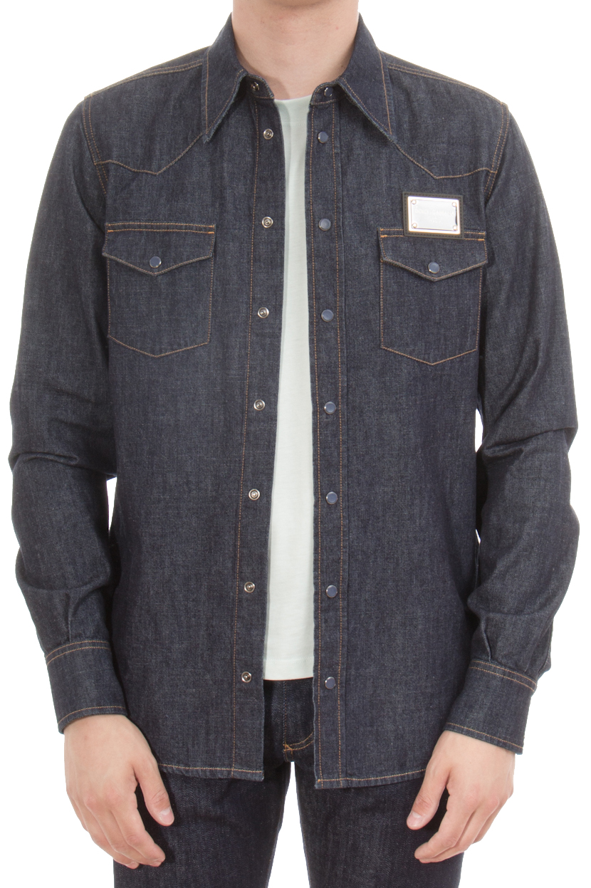 DOLCE & GABBANA LOGO PATCH JEANS SHIRT DOLCE & GABBANA LOGO PATCH JEANS SHIRT