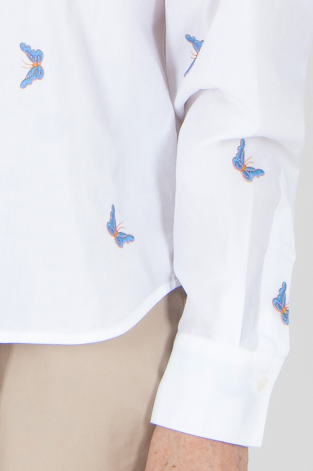 0039 ITALY Loose Fit Butterfly Embroidery Cotton Blouse Lucy