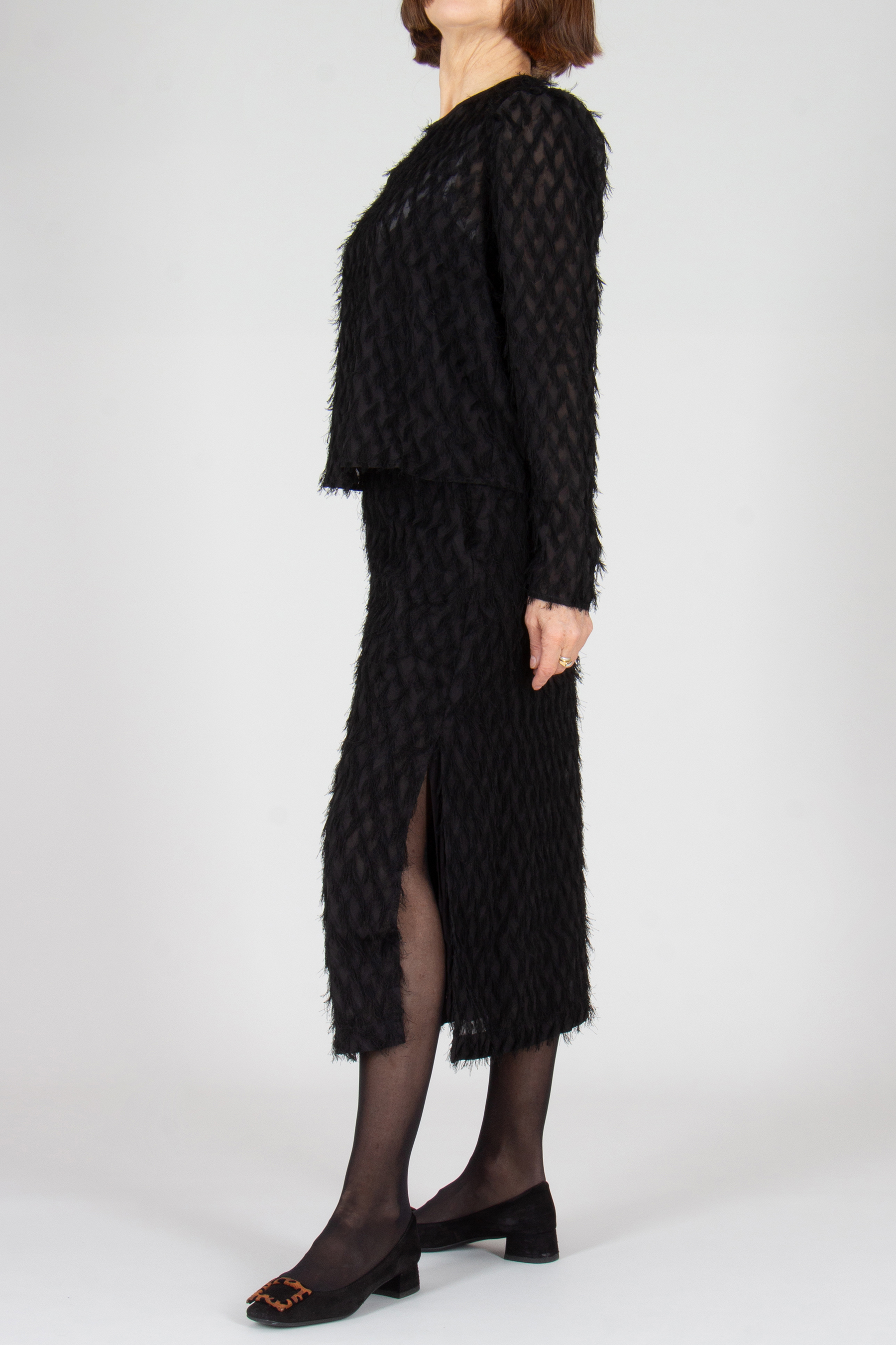 Hoher Absatz, Schuh, Langer Ärmel, Mantel, Kleid