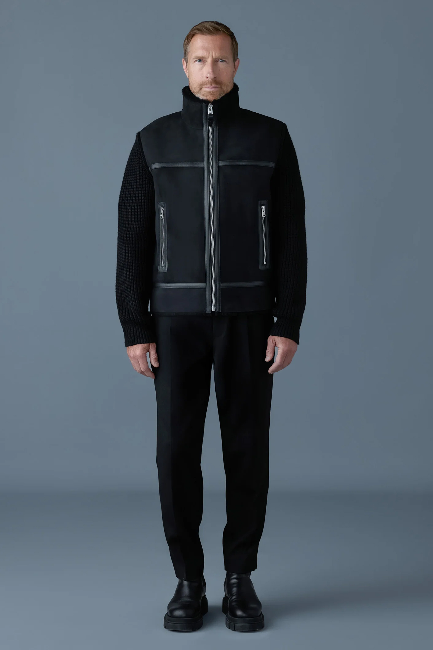 MACKAGE Mixed-Media Shearling & Wool Knit Jacket Jonathan MACKAGE Mixed-Media Shearling & Wool Knit Jacket Jonathan