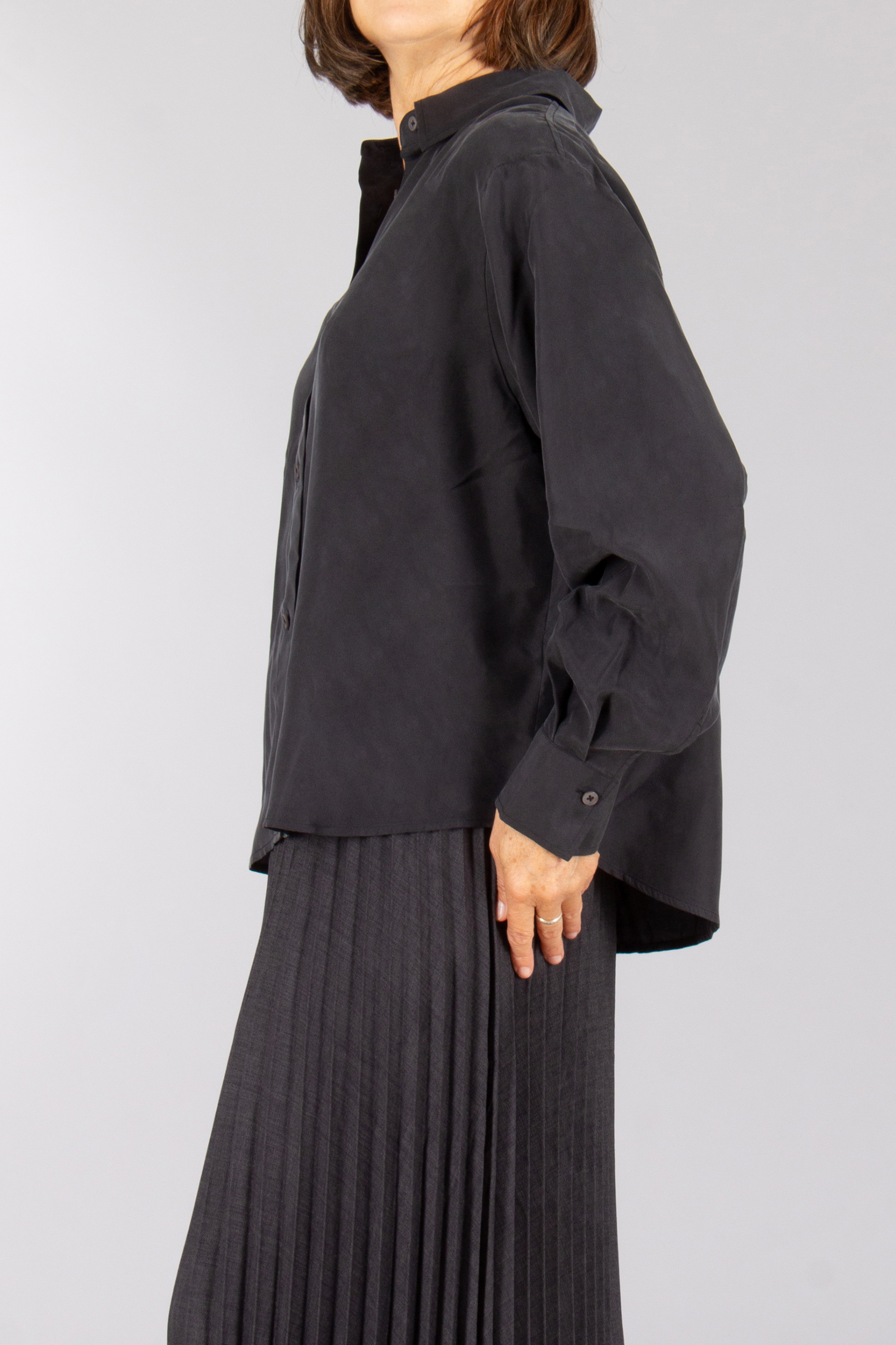 0039 ITALY Relaxed Fit Silk Blouse Elsa Mantel, Langarm, Erwachsener, Person, Frau