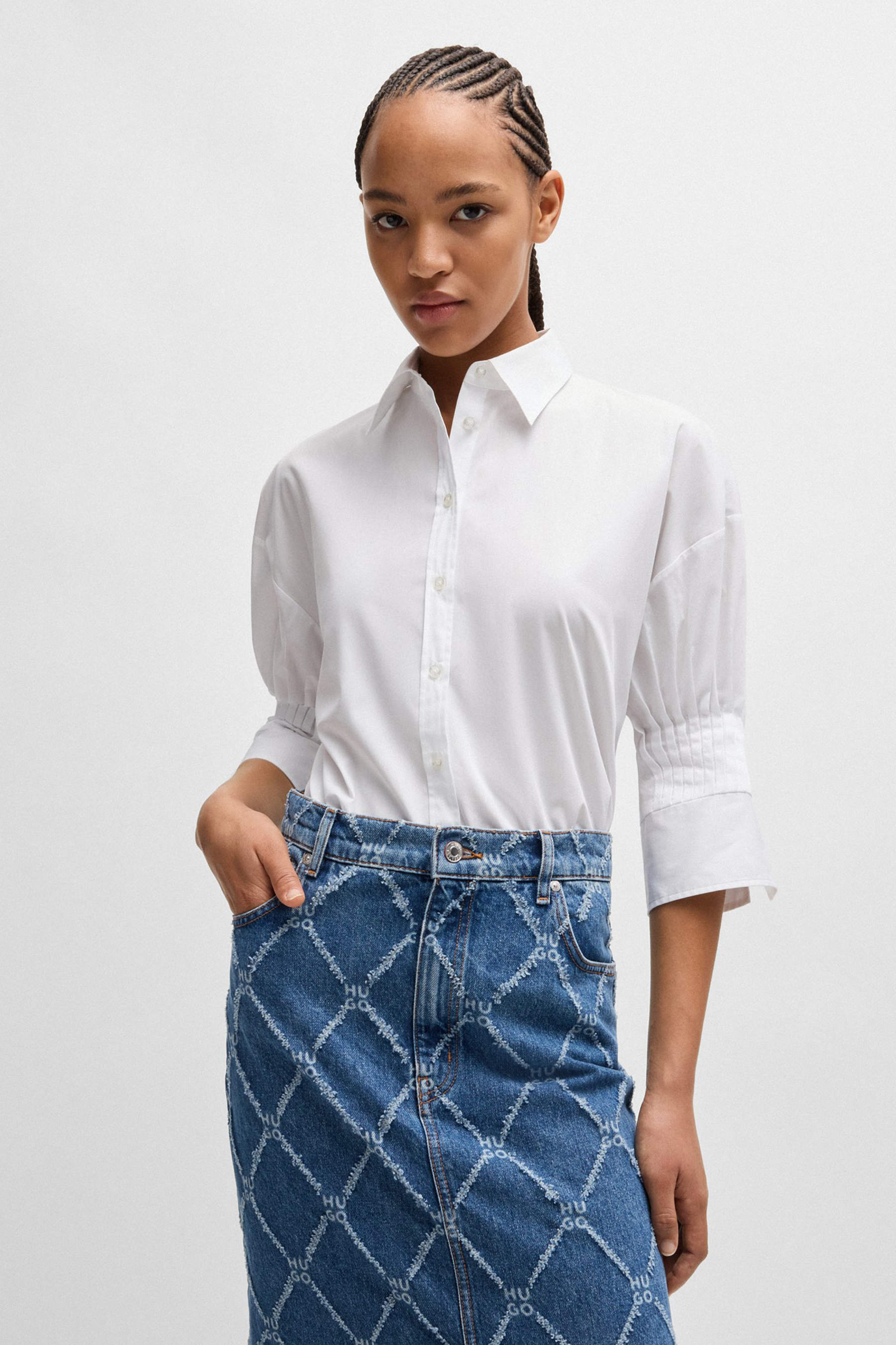 HUGO Organic Cotton Poplin Blouse Etje
