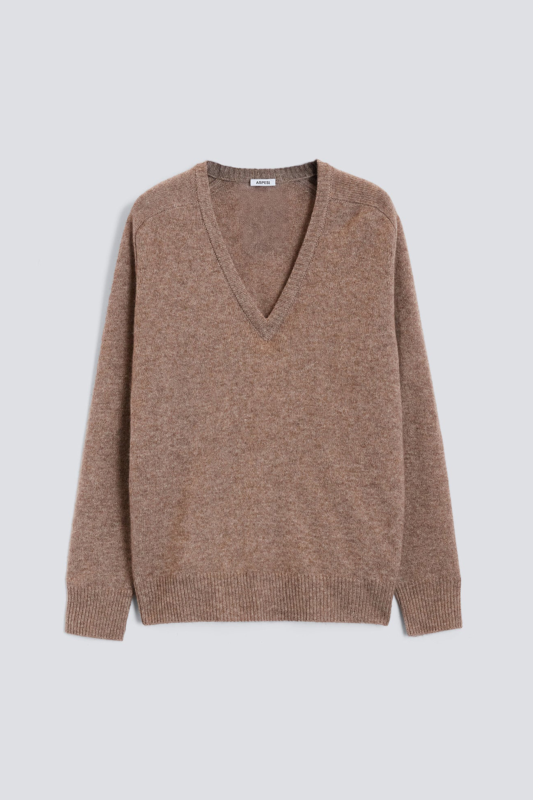 ASPESI Regular Fit Wool-Yak-Cashmere Blend V-Neck Sweater Bekleidung, Strickwaren, Pullover, Sweatshirt