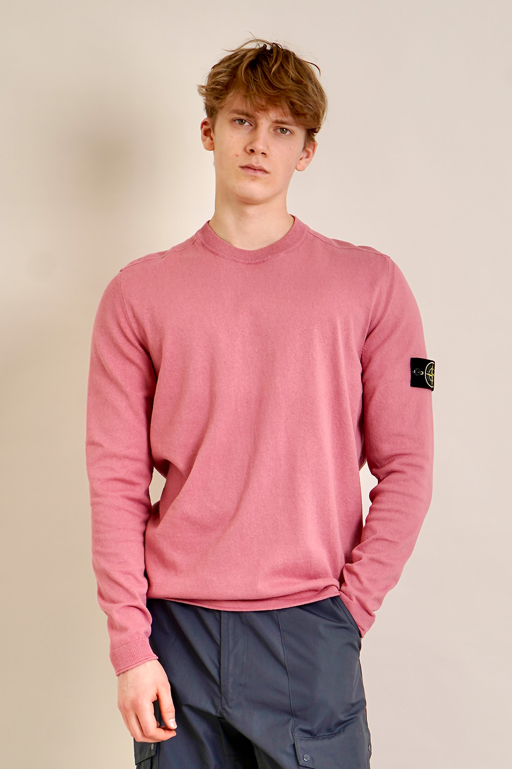 STONE ISLAND Regular Fit Light Raw Hand Organic Cotton Crew Neck Sweater