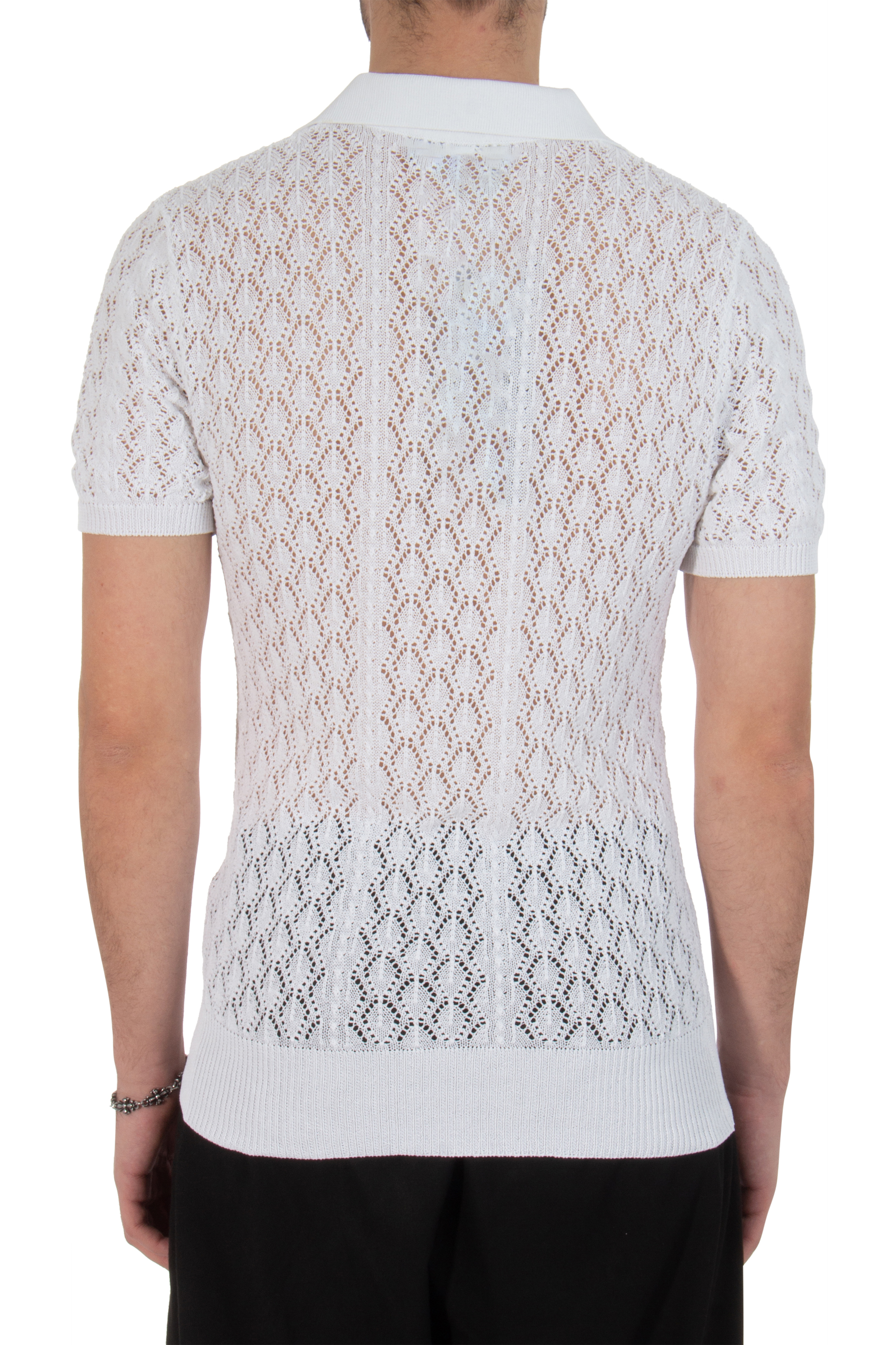 DSQUARED2 Knitted Openwork Cotton Polo Shirt