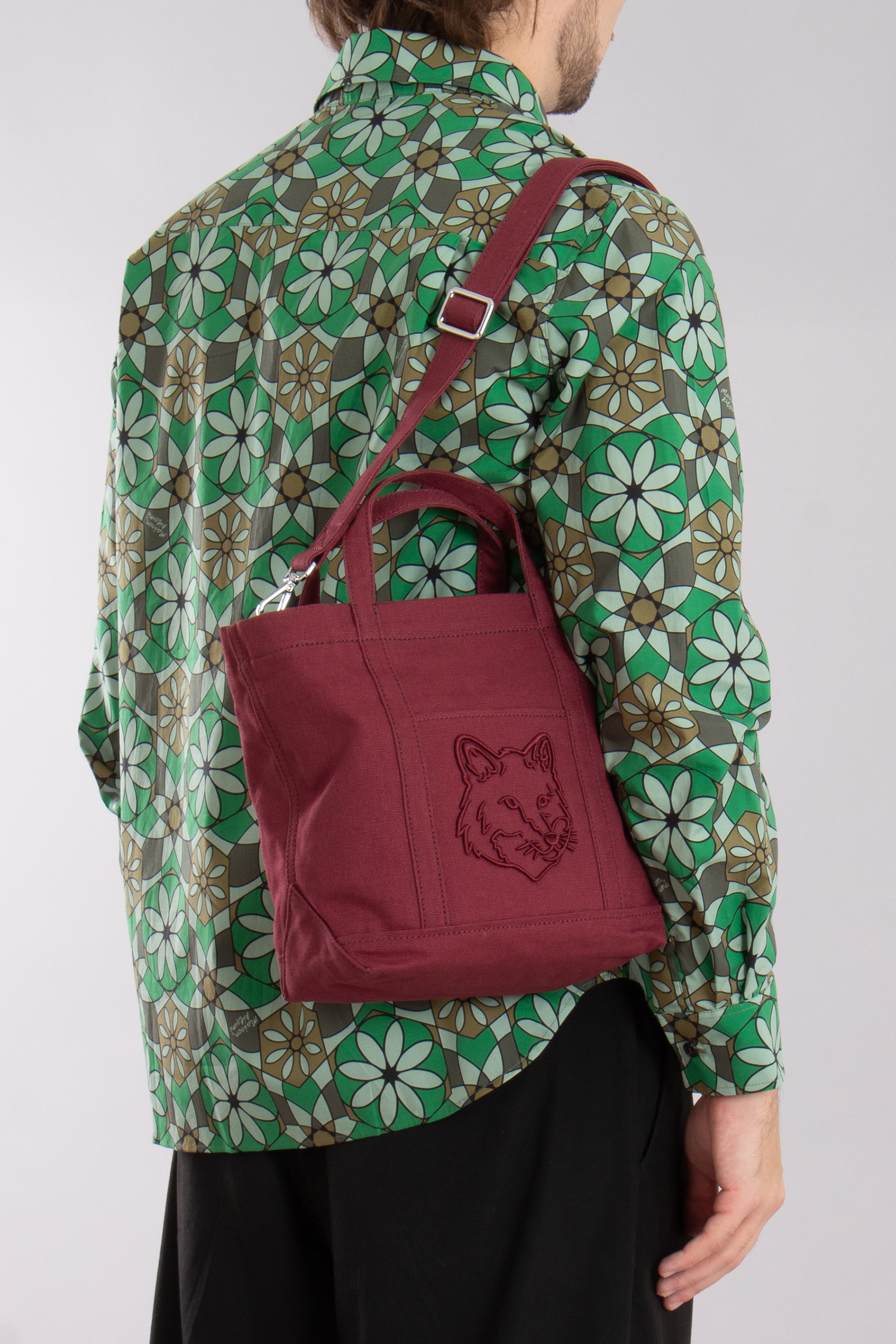 MAISON KITSUNÉ Small Fox Head Coated Canvas Tote Bag MAISON KITSUNÉ Small Fox Head Coated Canvas Tote Bag