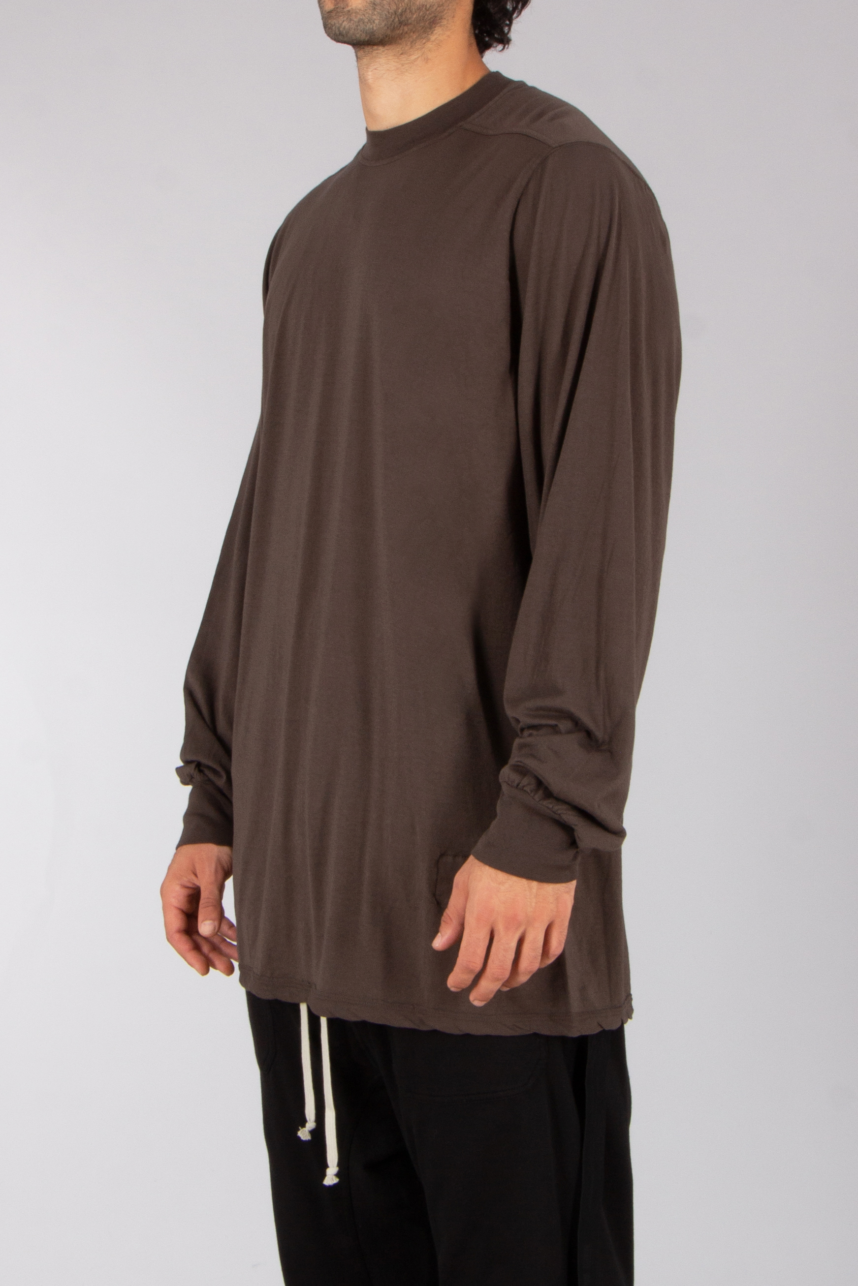 RICK OWENS DRKSHDW Loose Fit Organic Cotton Gauze Jersey Jumbo Long-Sleeve T-Shirt Langarm, Ärmel, Bluse, Mann, Person