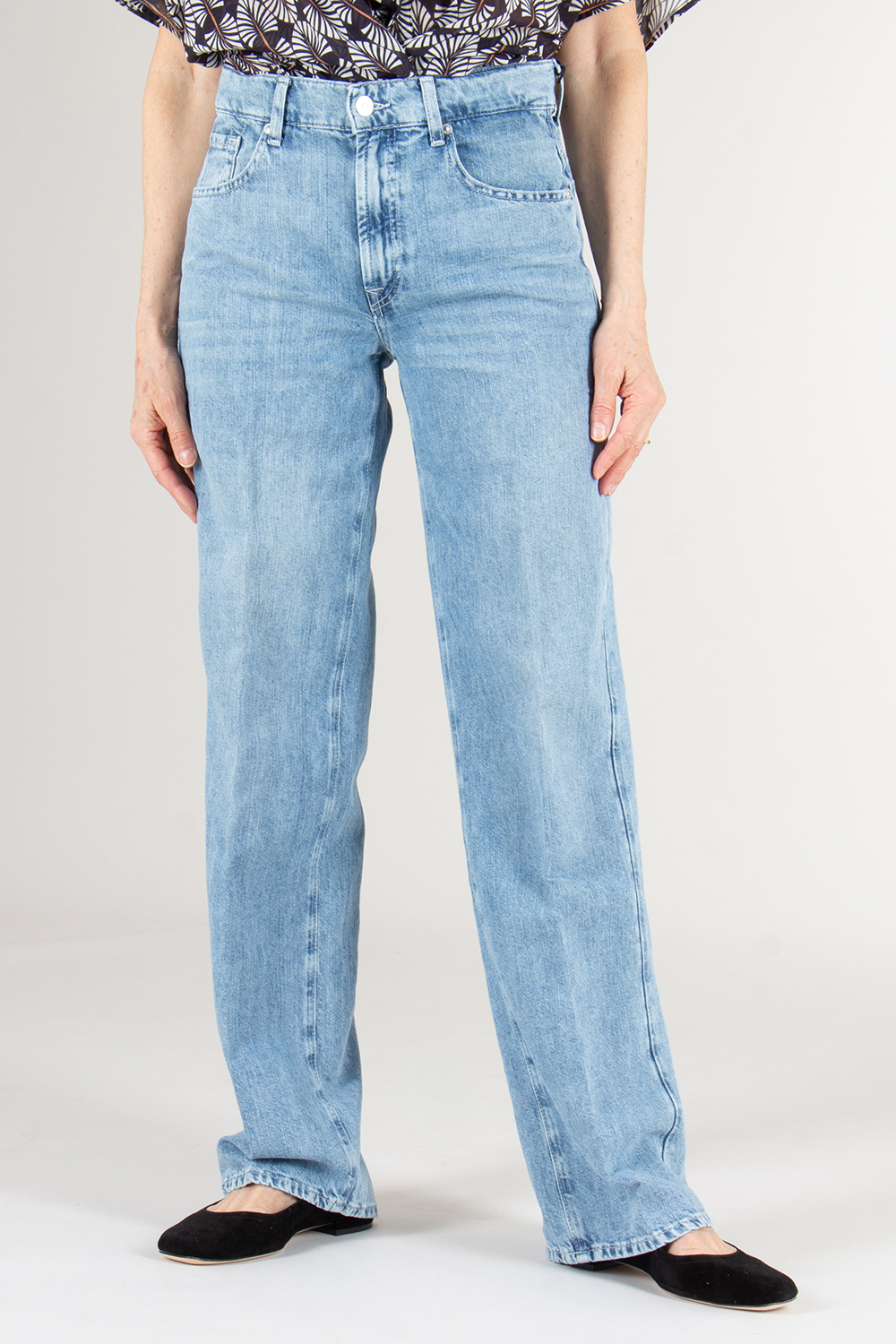 7 FOR ALL MANKIND Washed Linen Cotton Denim Jeans Iris