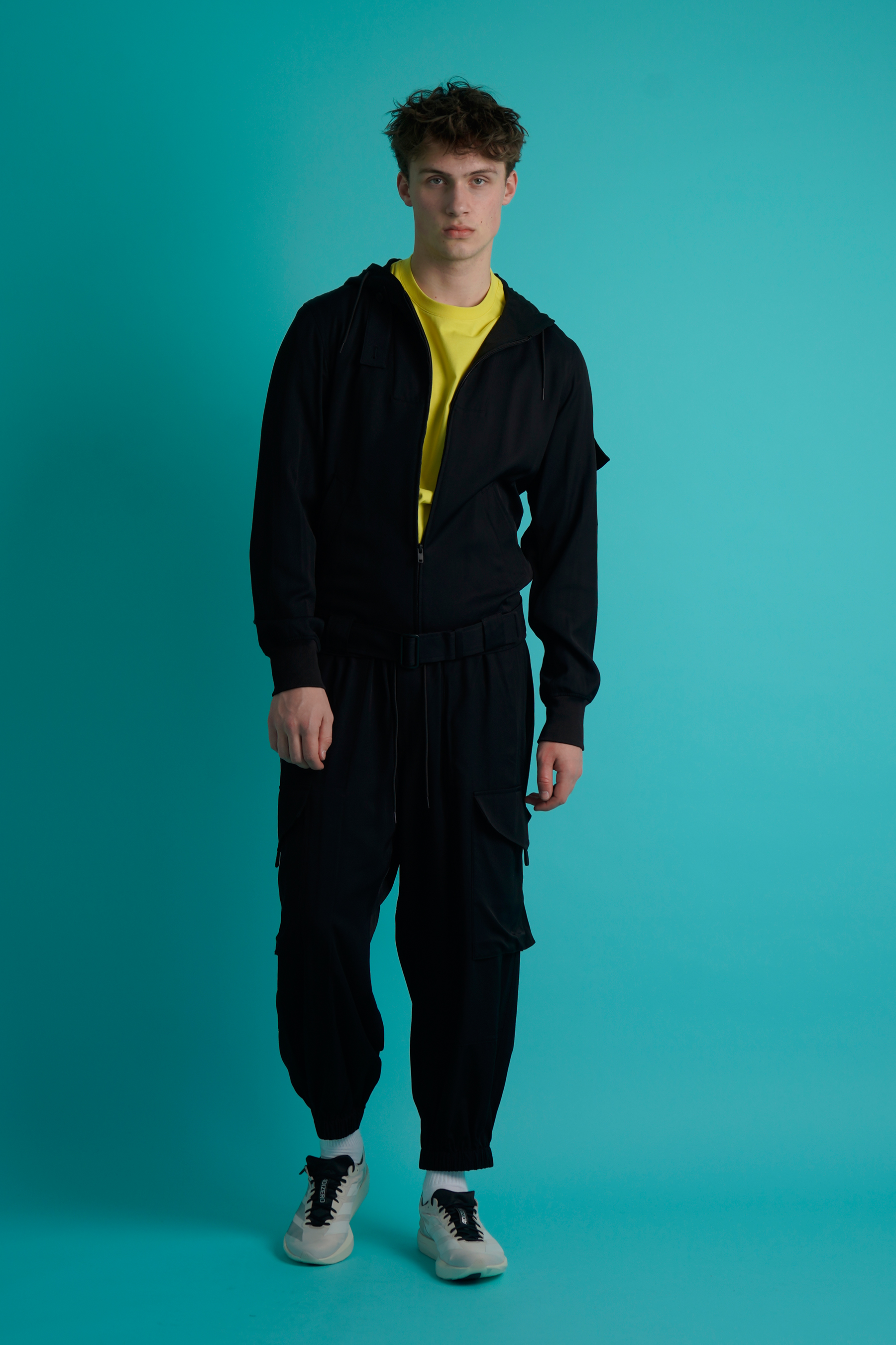 Y-3 Loose Fit Rayon Twill Hooded Jacket Mantel, Modisch, Langarm, Mann, Person