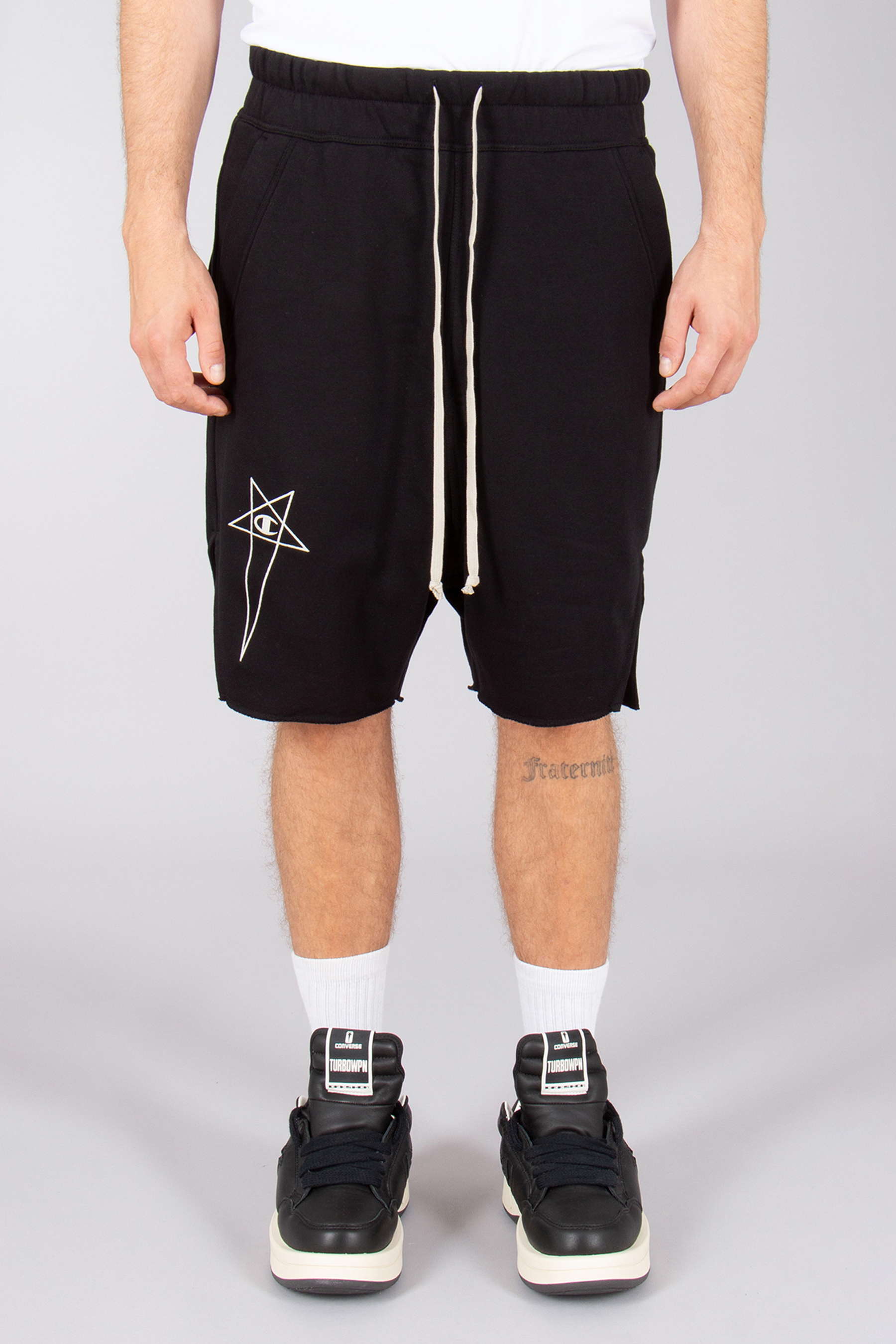 RICK OWENS DRKSHDW X Champion Loose Fit Compact Heavy Cotton Beveled Pods Shorts