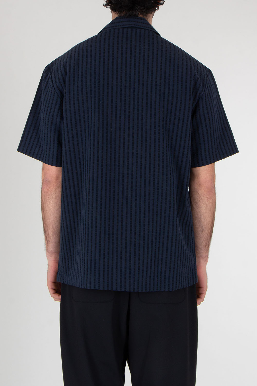 EMPORIO ARMANI Striped Seersucker Short Sleeve Shirt