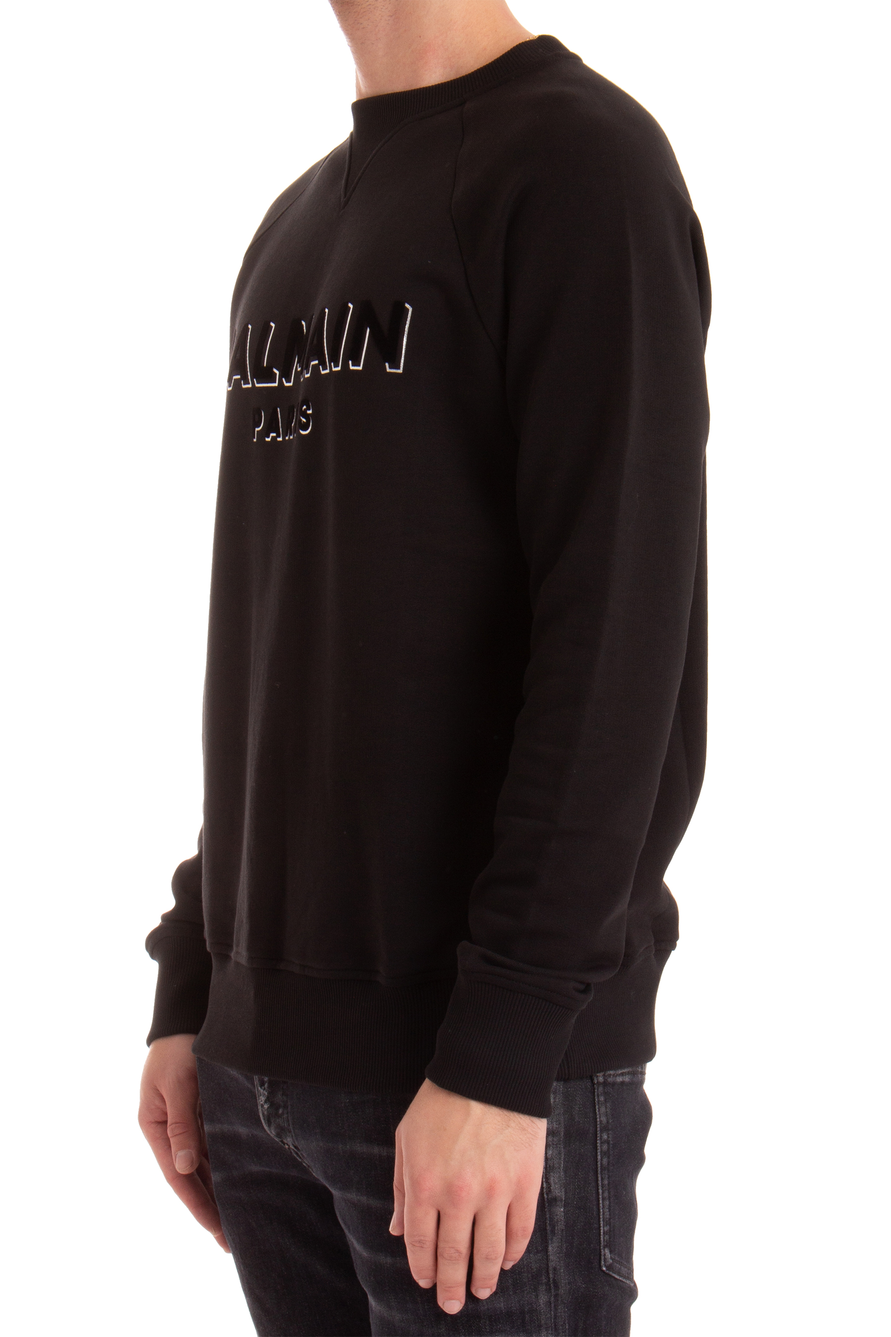 BALMAIN Flocked Organic Cotton Sweatshirt BALMAIN Flocked Organic Cotton Sweatshirt