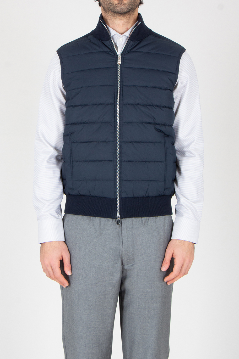 BOSS Regular Fit Passed Technical Fabric & Cotton-Virgin Wool Blend Knit Vest H-Urwin