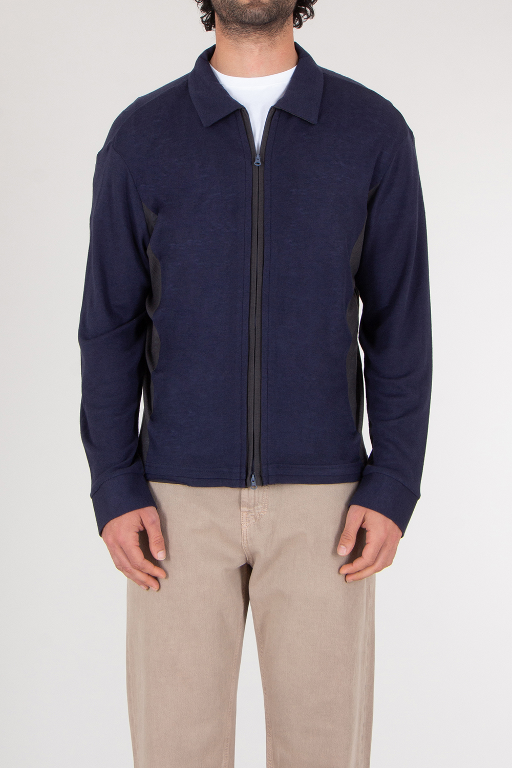 XLIM Regular Fit Panelled Cardigan With Raw Edge Detail