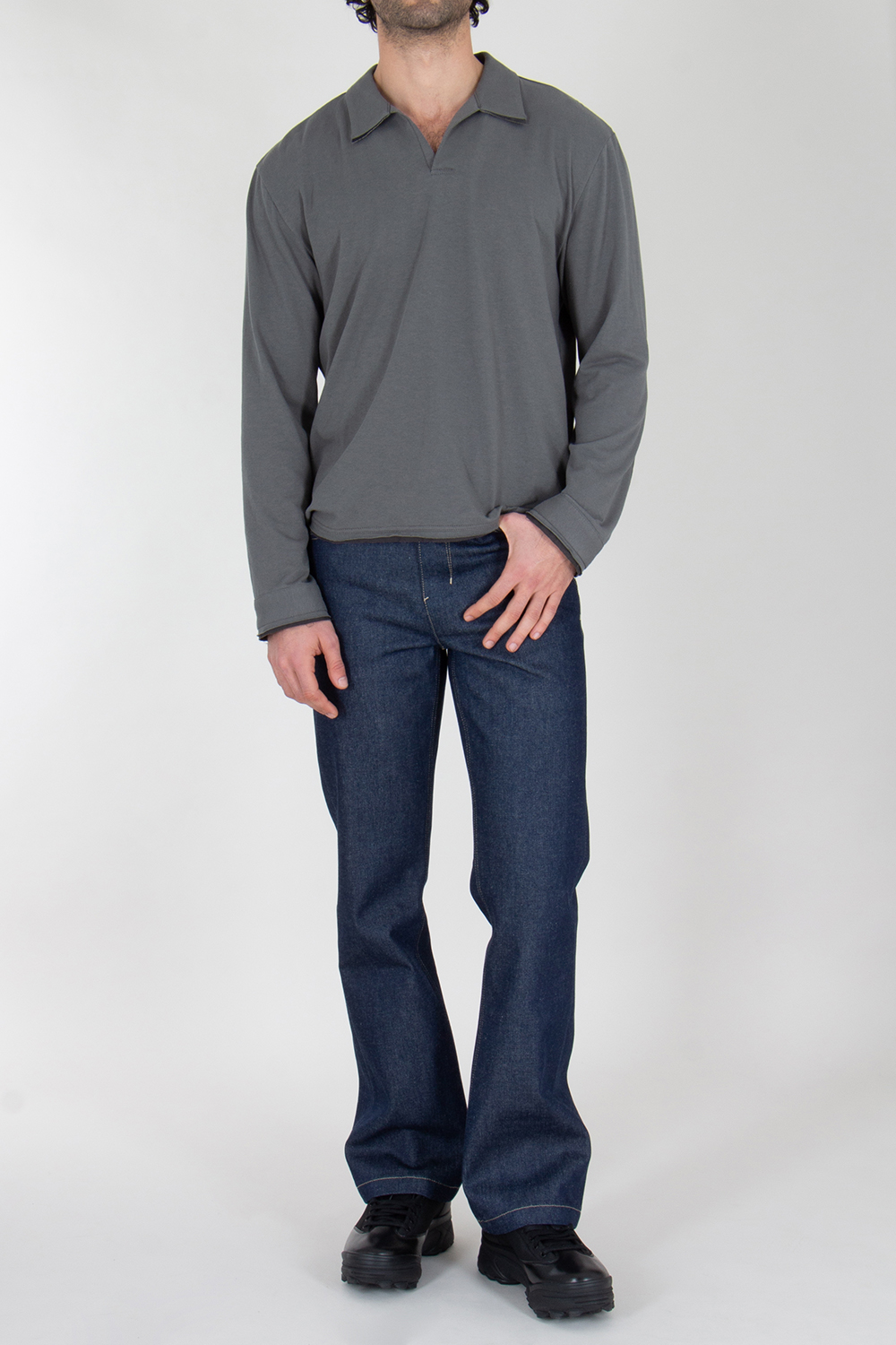 XLIM Long Sleeve Raw Edge Polo Shirt 