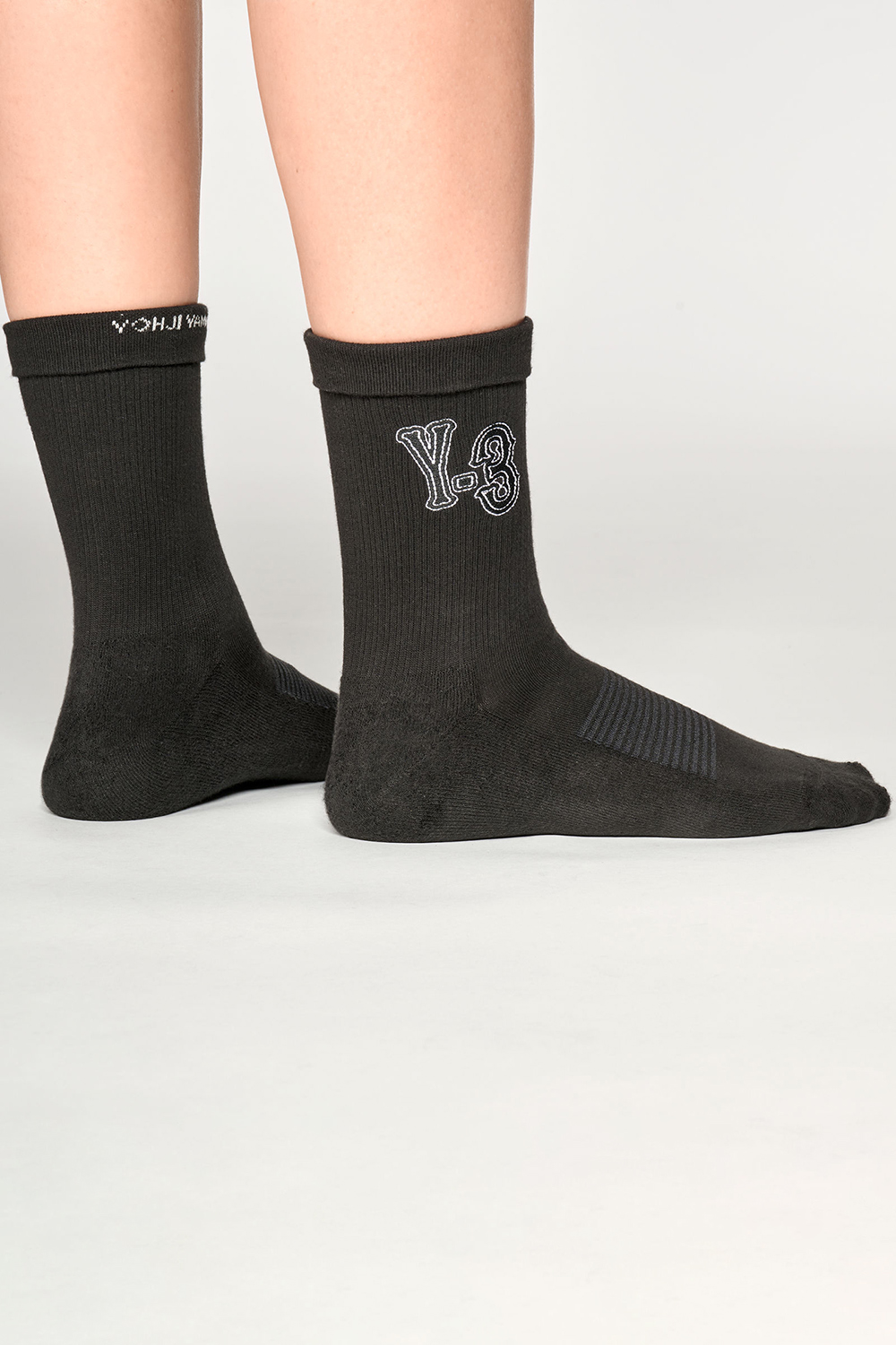 Y-3 Graphic Cotton Blend Crew Socks