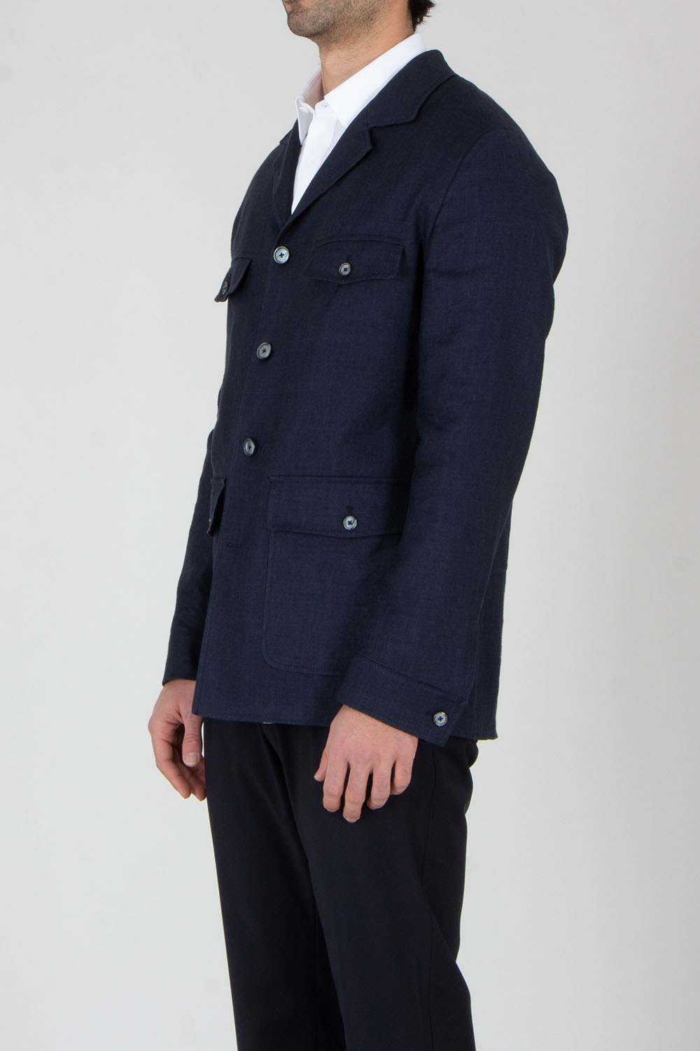 DRESSLER Regular Fit Linen-Lyocell Stretch Blend Overshirt Sedico