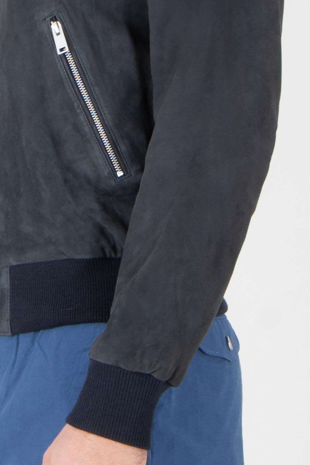 ARMA Regular Fit Goat Suede Bomber Jacket Didier