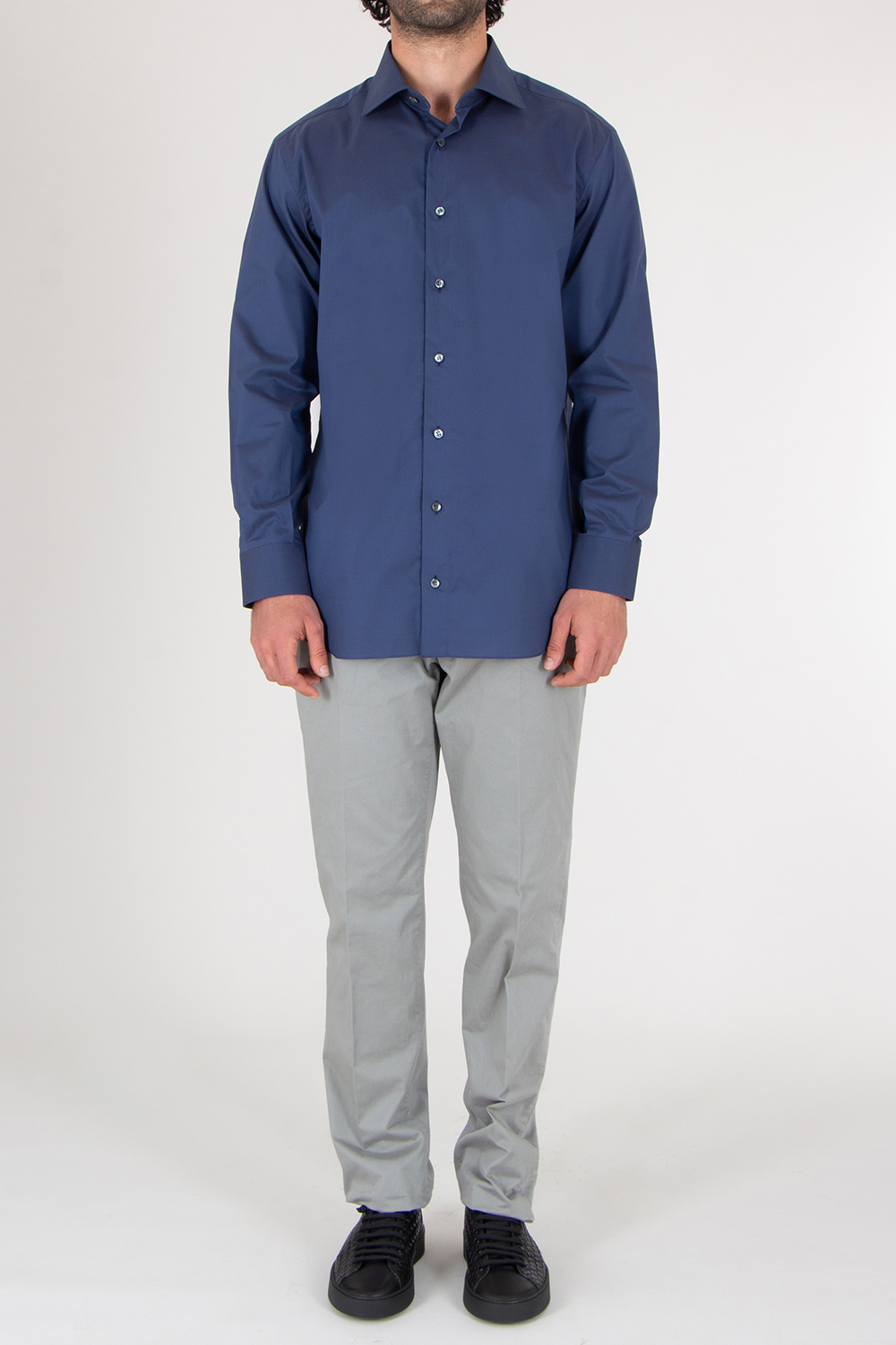 BRIONI Regular Fit Shark Collar Cotton Shirt