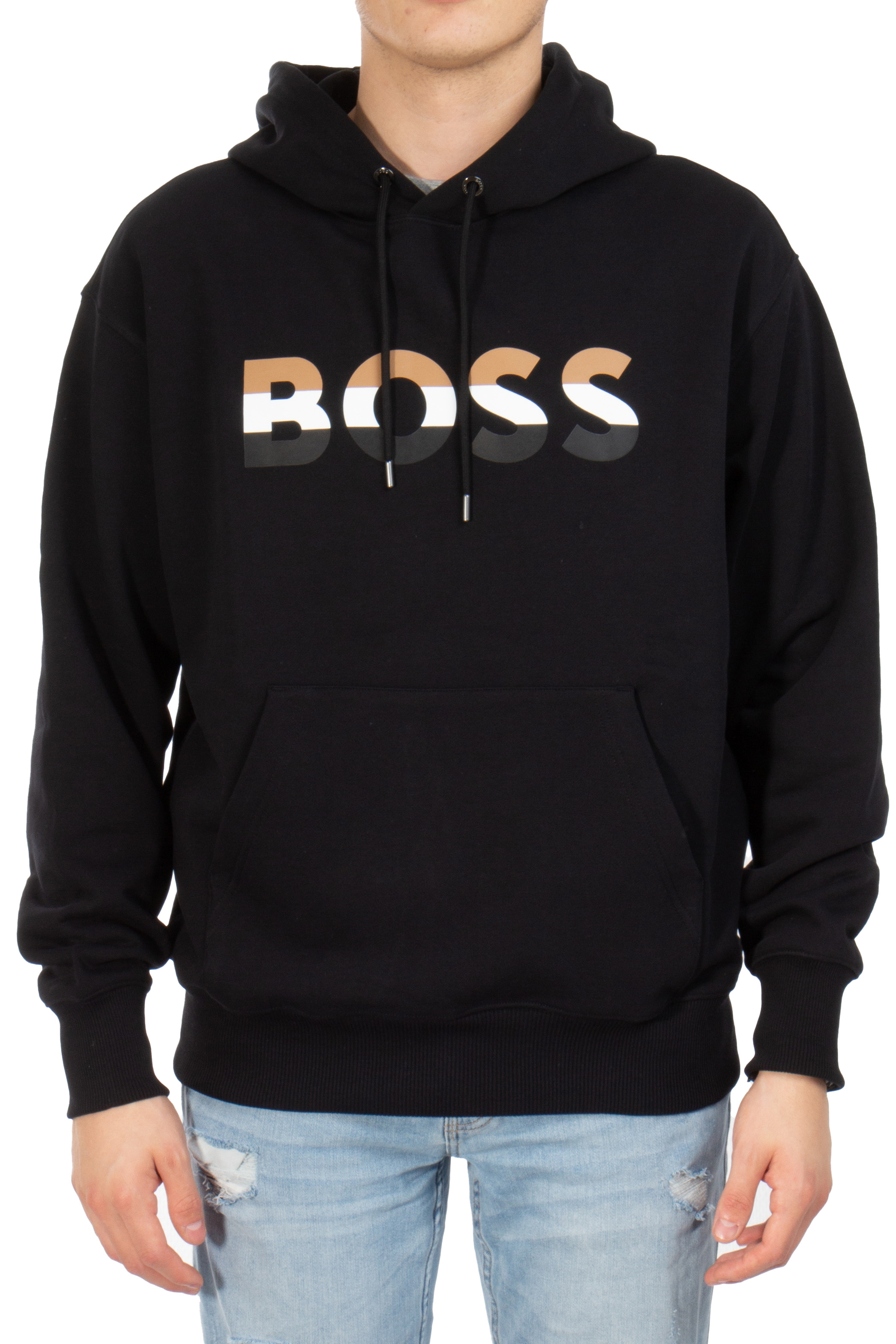BOSS Printed Cotton Stretch Hoodie Econy