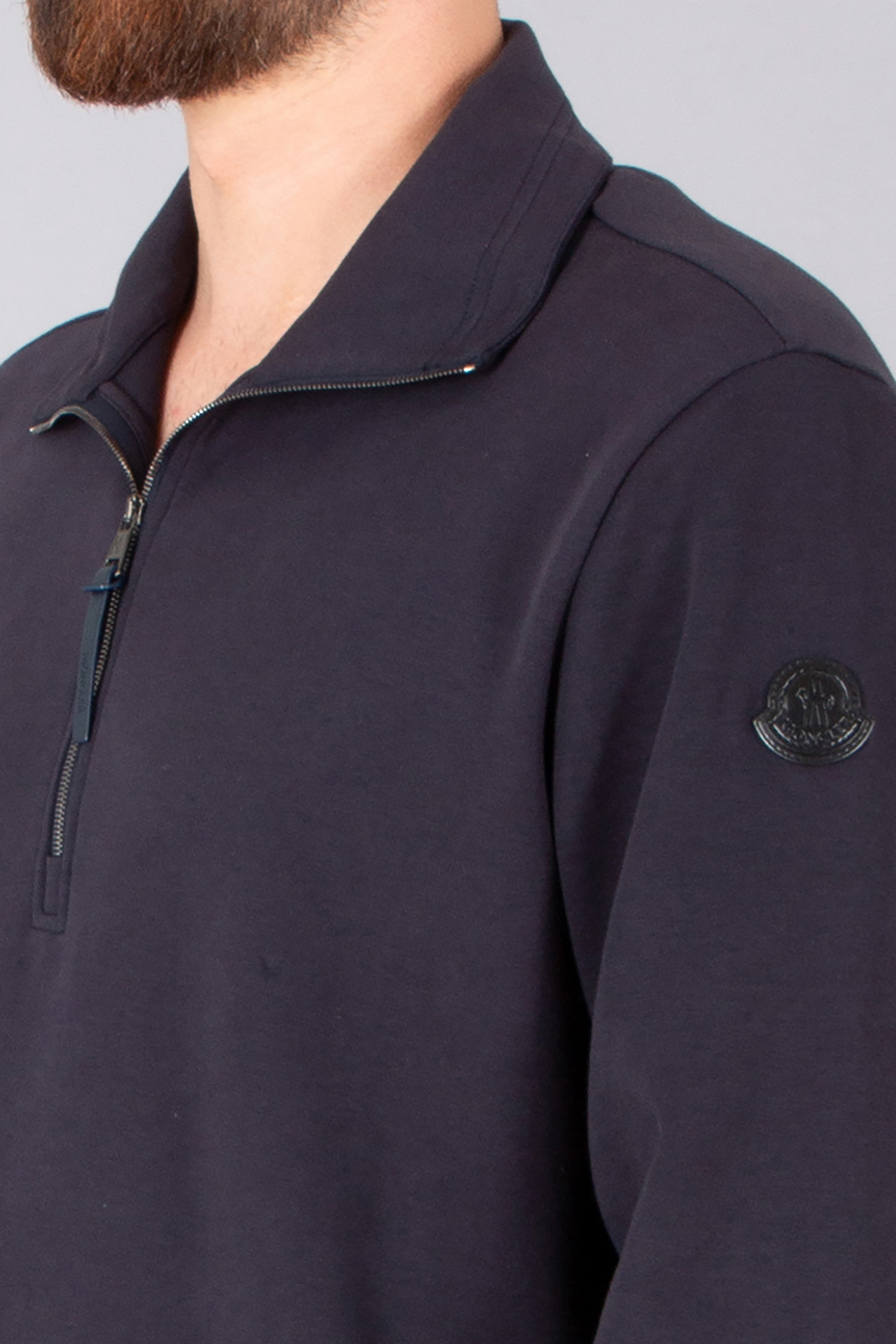 MONCLER Loose Fit Interlock Stretch Cotton Blend Half-Zip Sweatshirt Bekleidung, Fleece, Mantel, Jacke, Langarm
