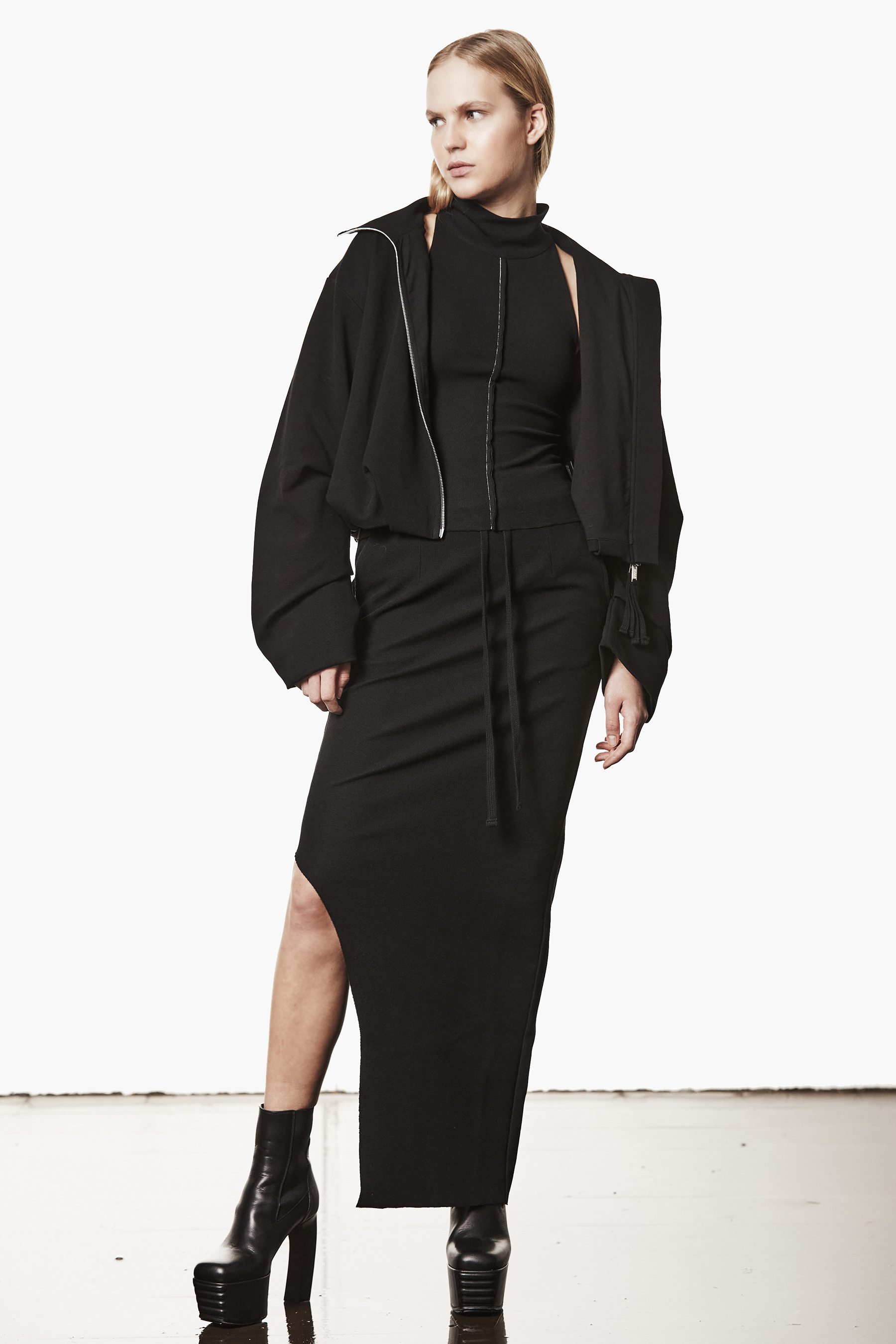 THOM KROM Slim Fit Structured Cotton Stretch Blend Asymetric Long Skirt Langarm, Modisch, Erwachsener, Person, Frau