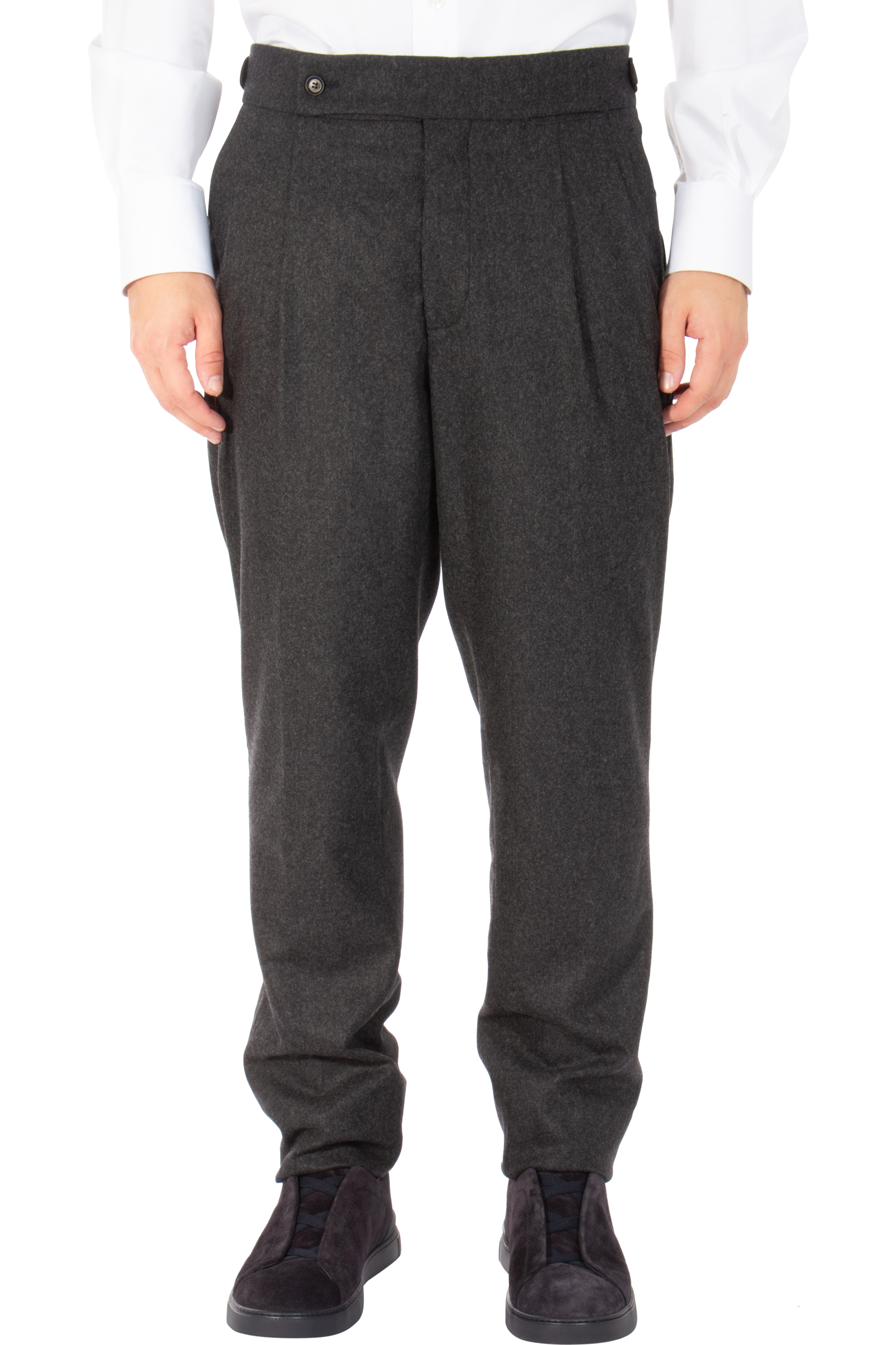 COLOMBO Pleated Virgin Wool & Cashmere Blend Pants Robert
