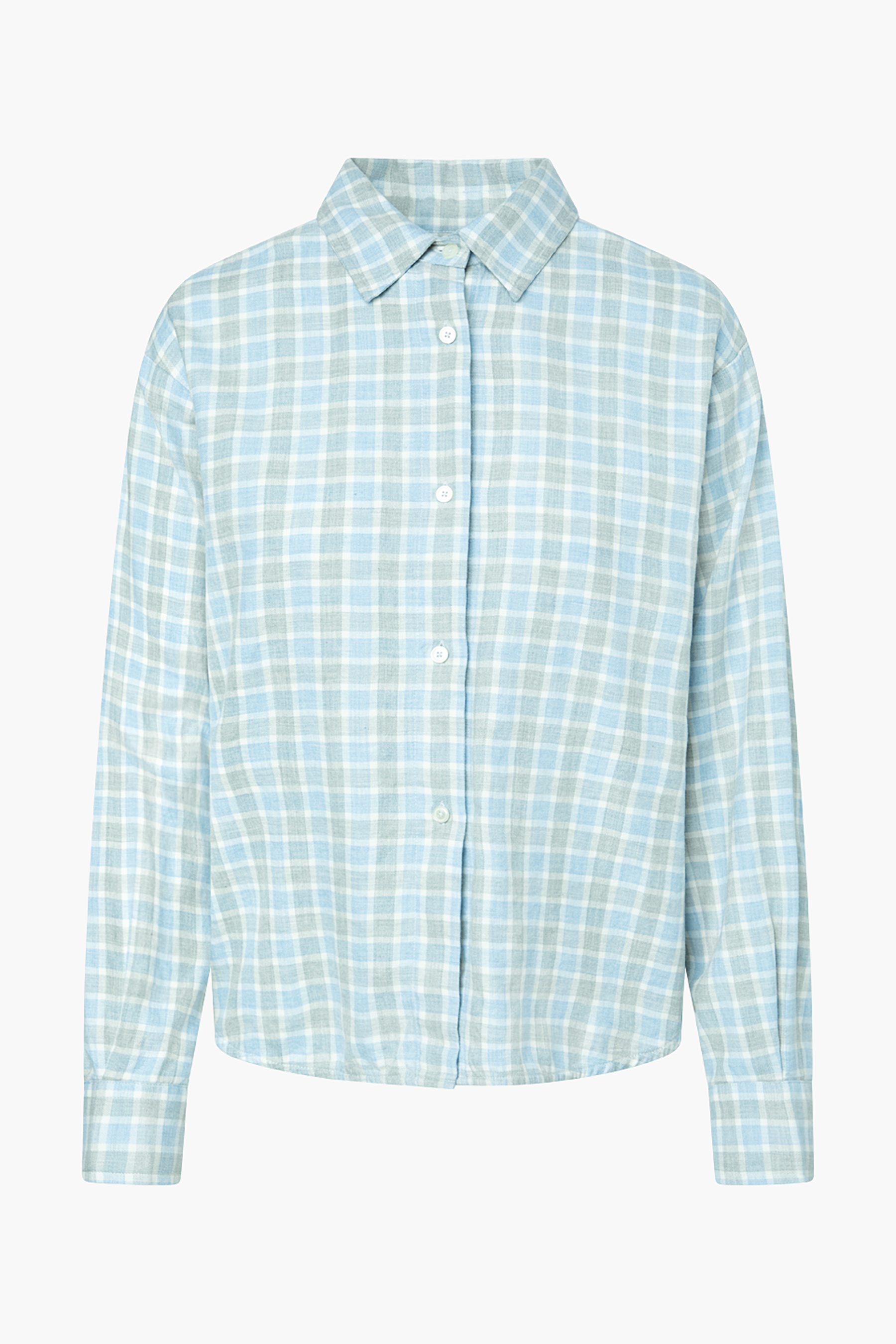0039 ITALY Oversized Fit Checked Cotton Flannel Blouse Elsa Bekleidung, Hemd, Langarm, Ärmel, Kleid, Hemd