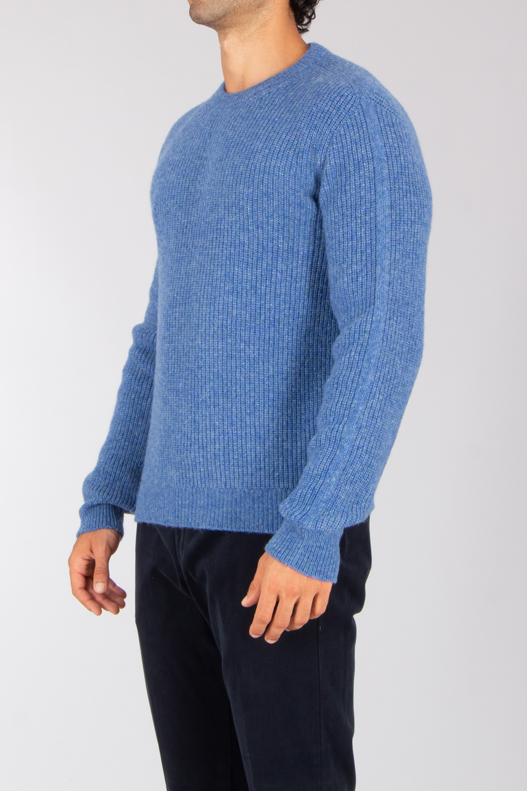 ROBERTO COLLINA Regular Fit Ribbed Extrafine Wool-Baby Camel Blend Crew Neck Sweater Bekleidung, Strickwaren, Pullover