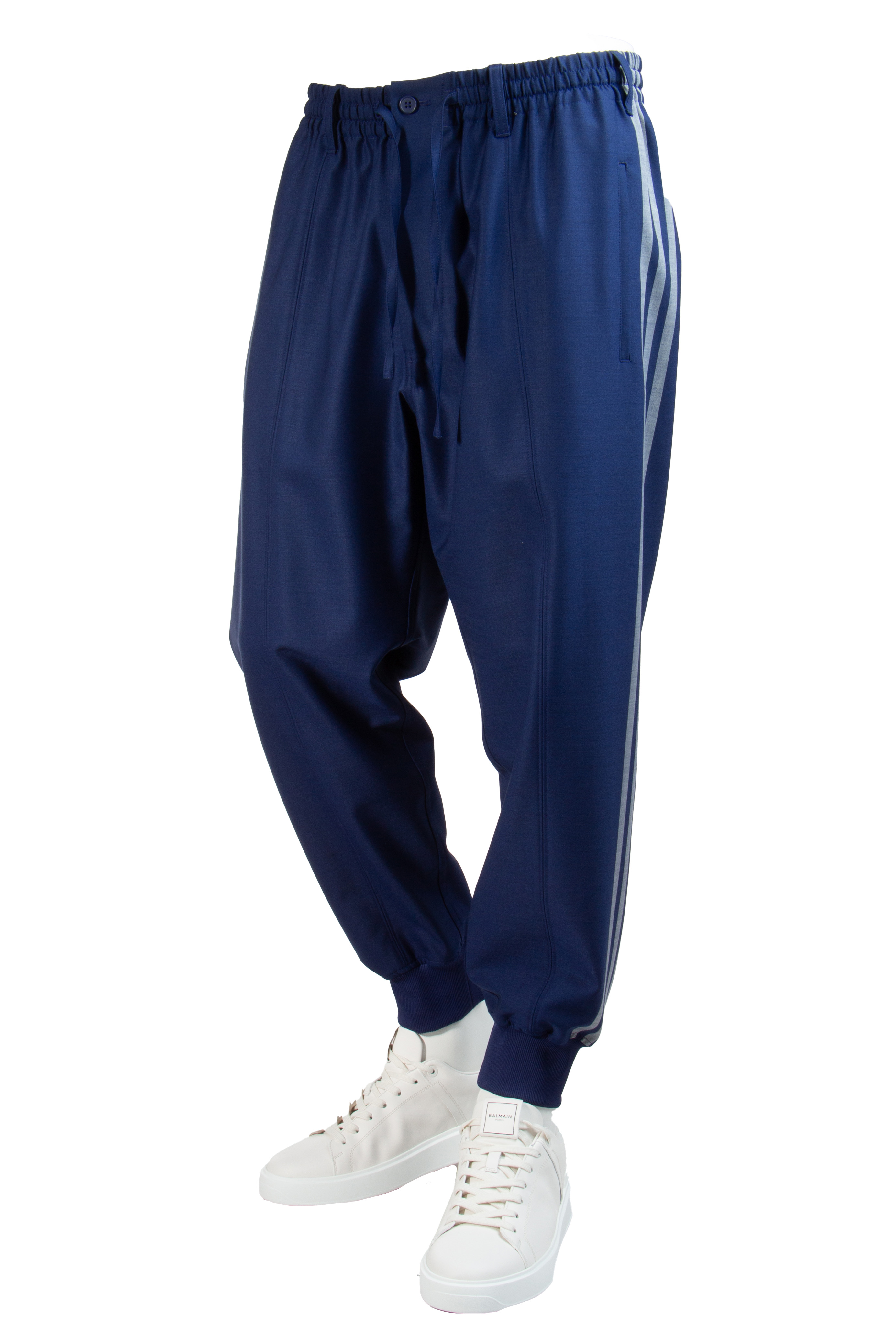 Y-3 Wool Blend Cuffed 3 Stripe Pants Y-3 Wool Blend Cuffed 3 Stripe Pants
