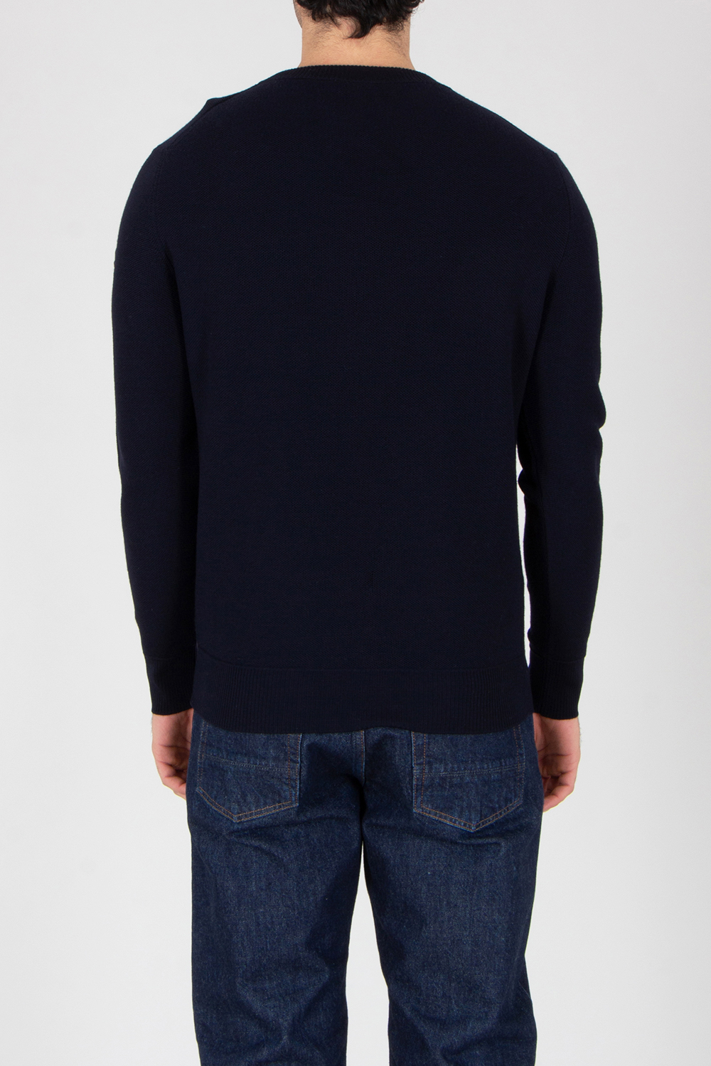 MONCLER Regular Fit Micro Knit Virgin Wool Crew Neck Sweater