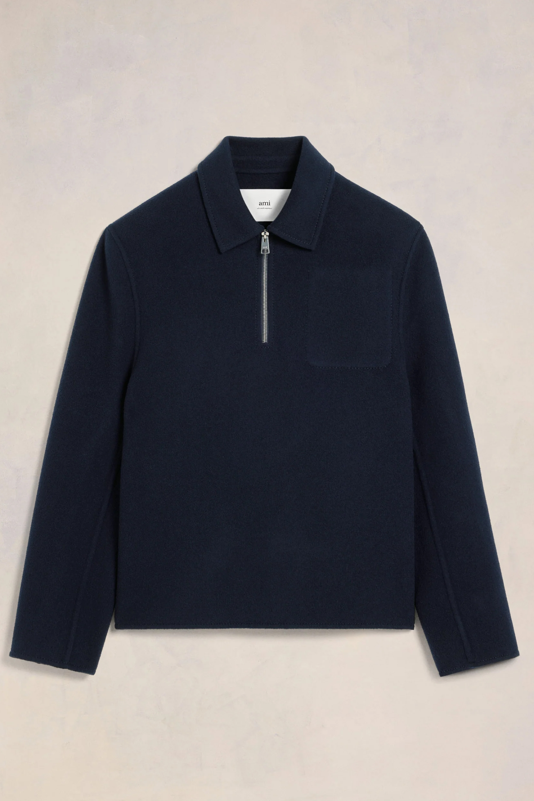 AMI PARIS Double-Face Wool-Cashmere Semi Zipped Jacket AMI PARIS Double-Face Wool-Cashmere Semi Zipped Jacket