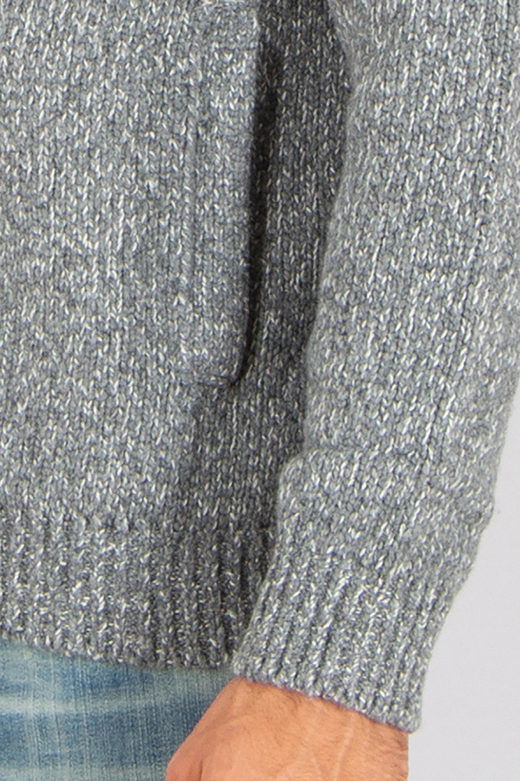 STONE ISLAND Loose Fit Fancy Yarn Mouliné Virgin Wool Blend Zip Cardigan Bekleidung, Strickwaren, Pullover, Langarm, Ärmel
