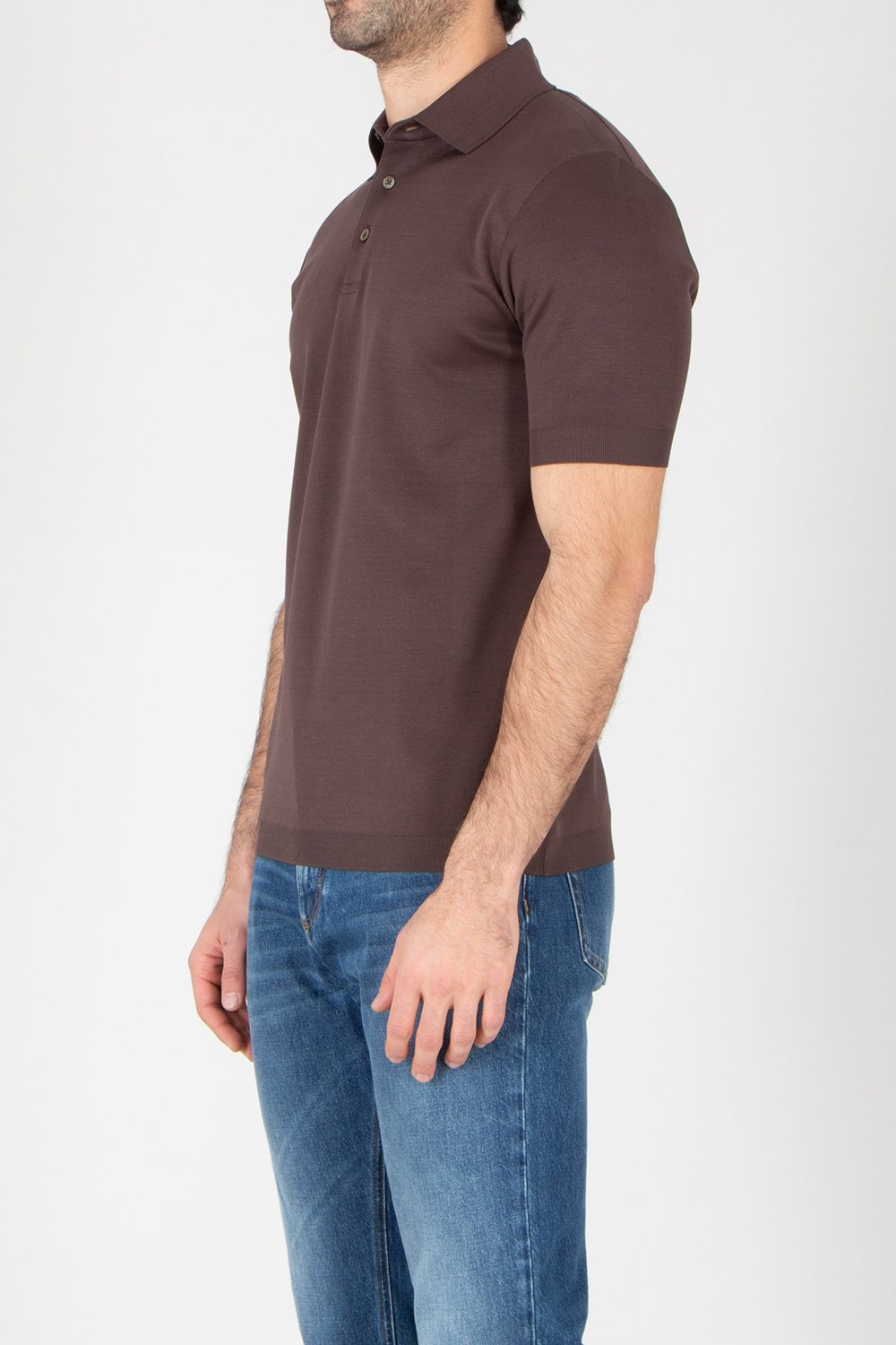 HERNO Regular Fit Cotton Jersey Knit Effect Polo Shirt