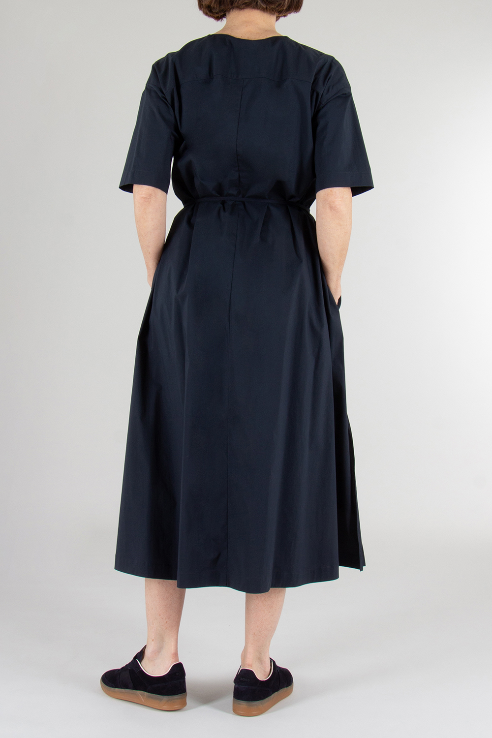 ASPESI Cotton Nylon Waist Tied Shirt Dress
