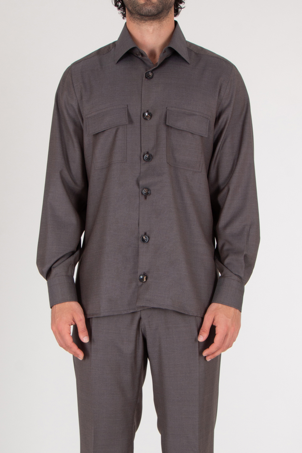 KITON Relaxed Fit Virgin Wool Overshirt