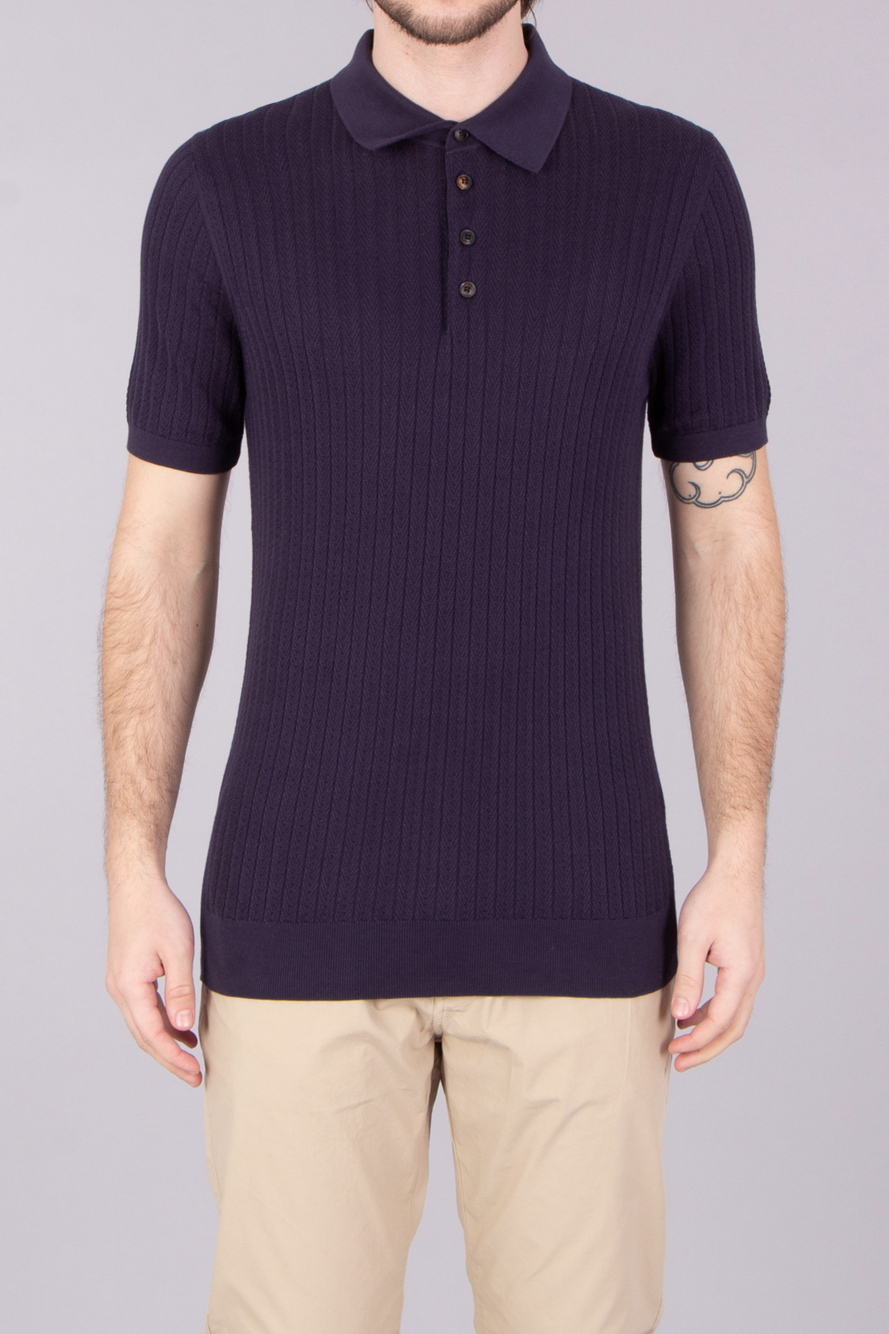 PAL ZILERI Regular Fit Structured Cotton Knit Polo