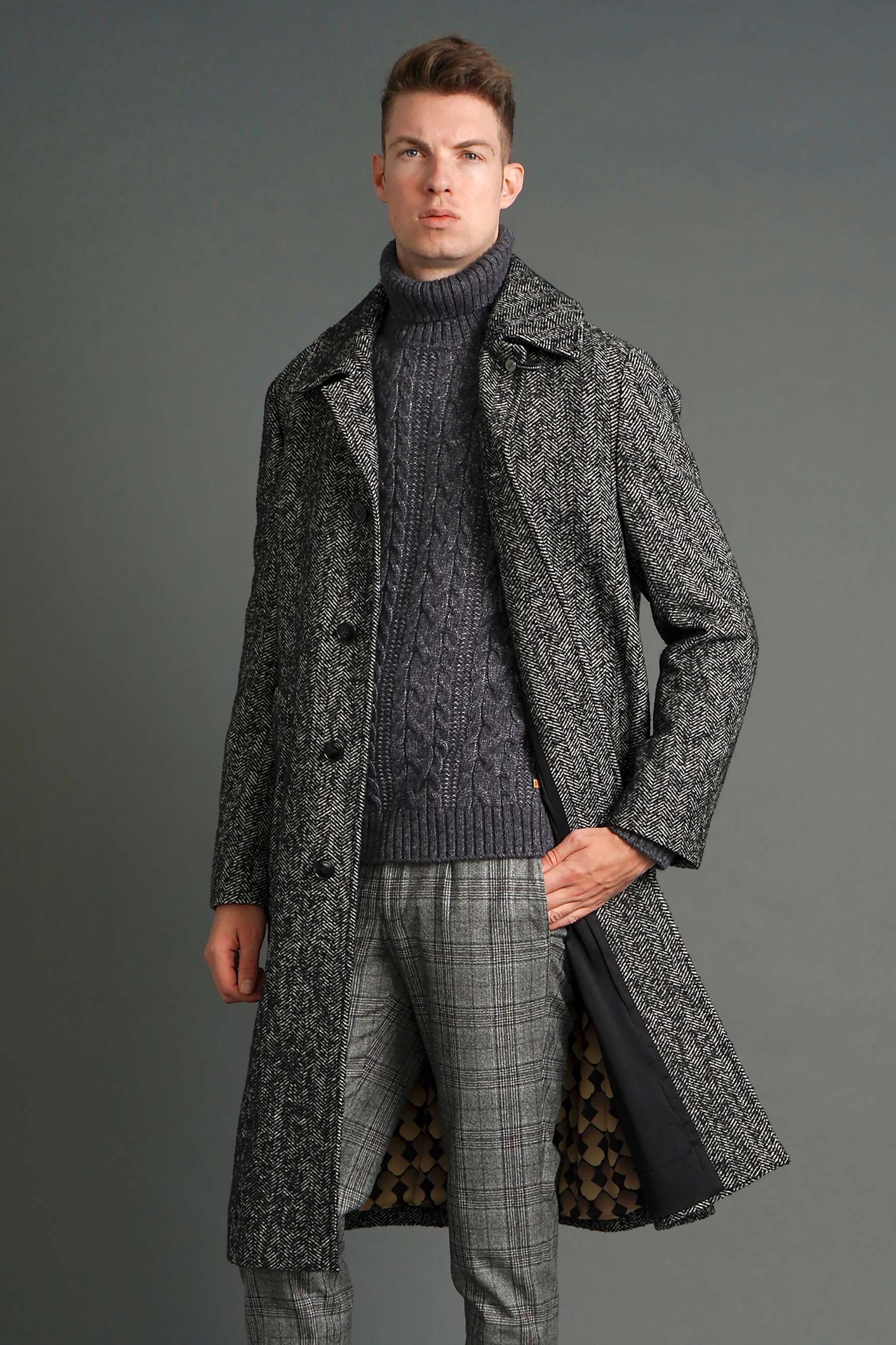 BALDESSARINI Patterned Wool Blend Coat Conner BALDESSARINI Patterned Wool Blend Coat Conner