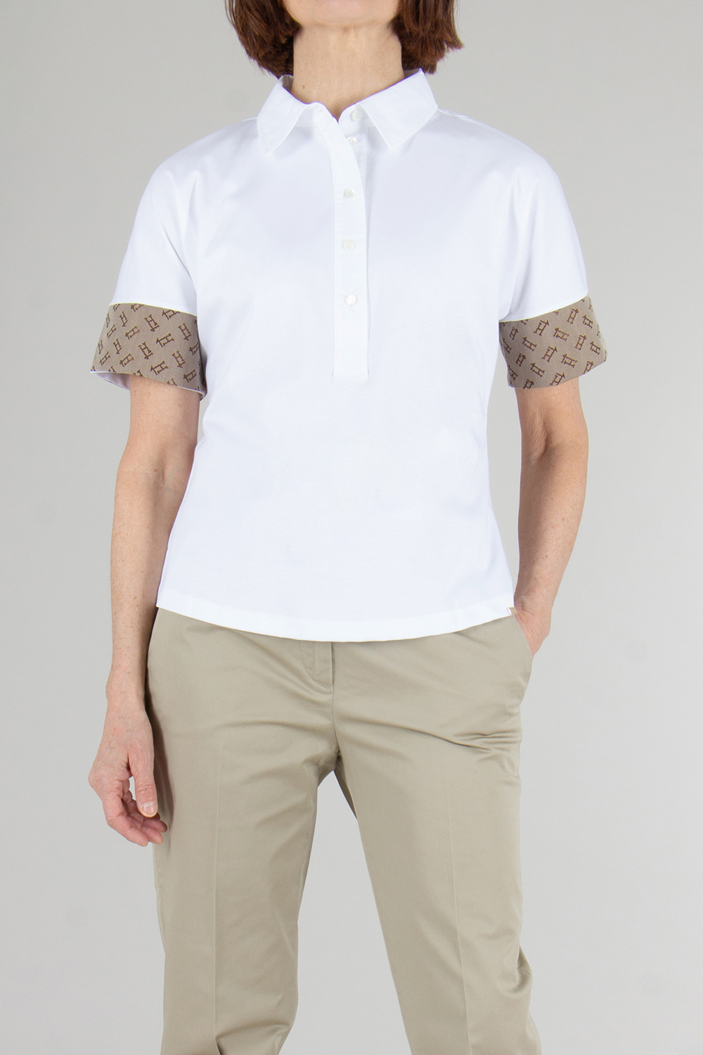 HERNO Monogram sleeve Cotton Polo Shirt