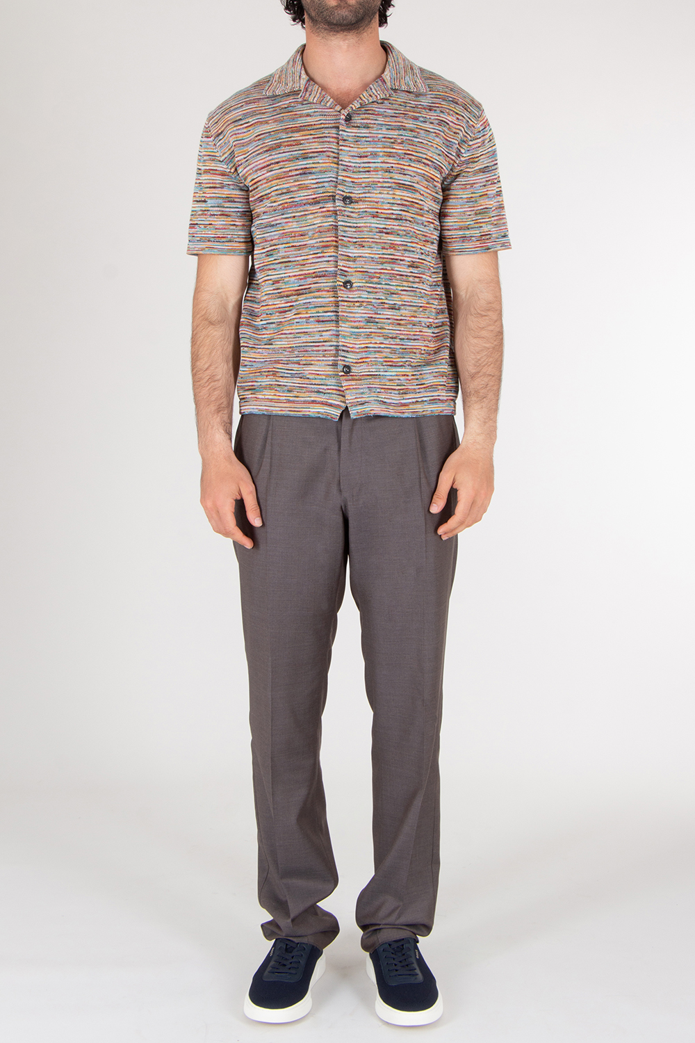 PAUL SMITH Knitted Signature Stripe Organic Cotton Short Sleeve Shirt