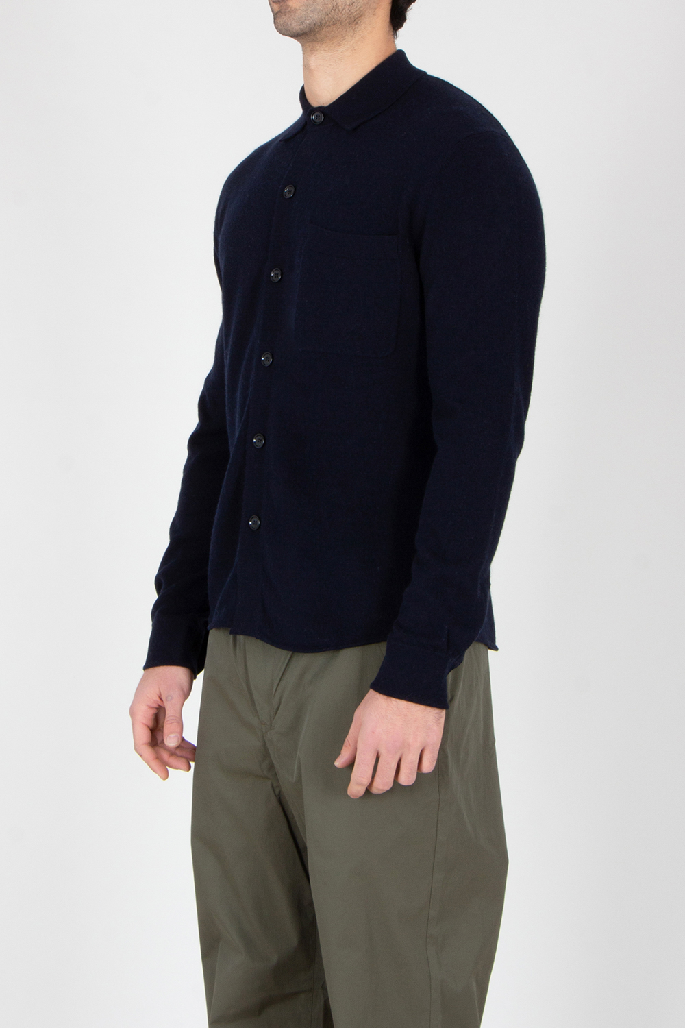 ALLUDE Regular Fit Cotton-Cashmere Blend Knit Shirt