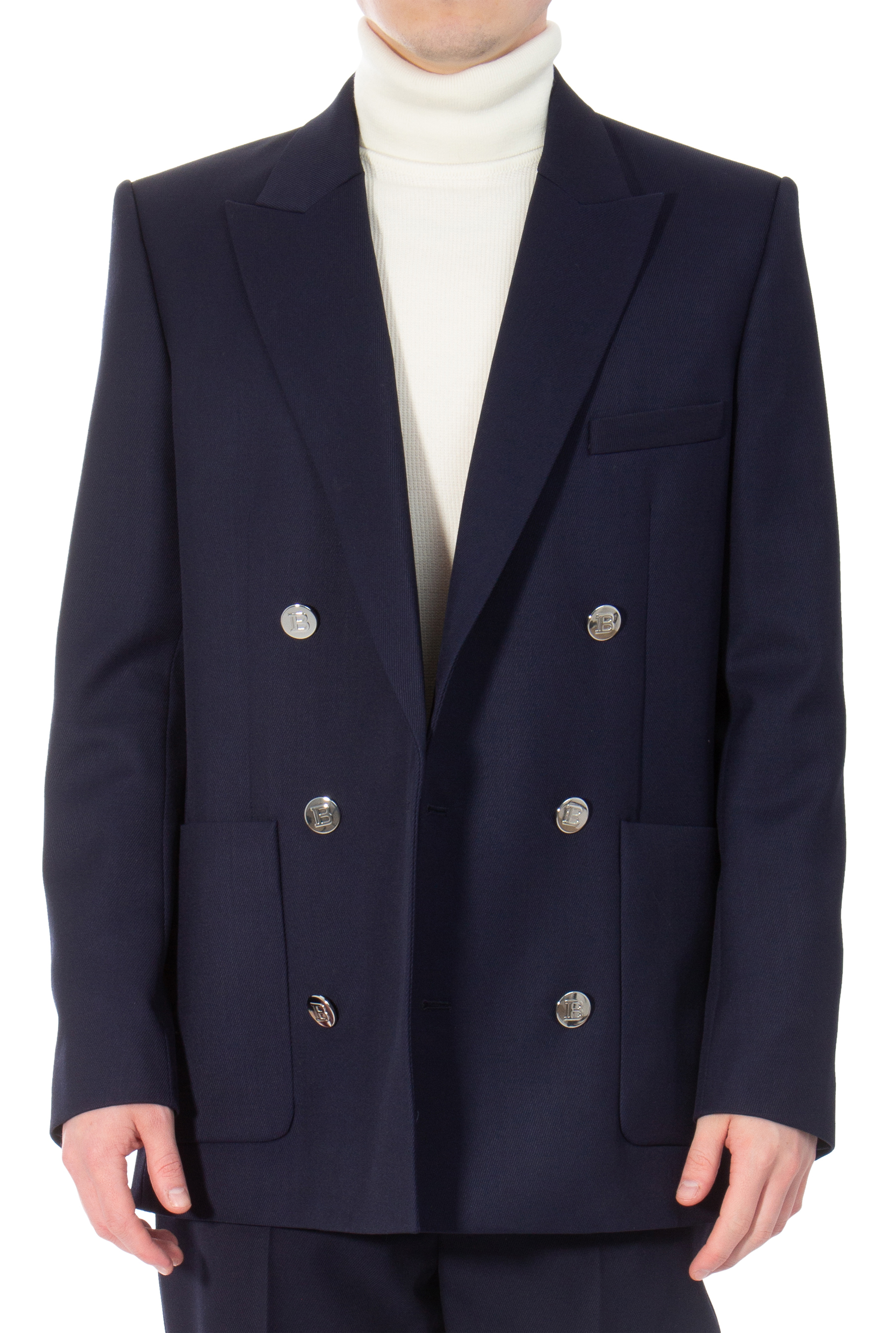 BALMAIN Double Breasted Virgin Wool Blazer