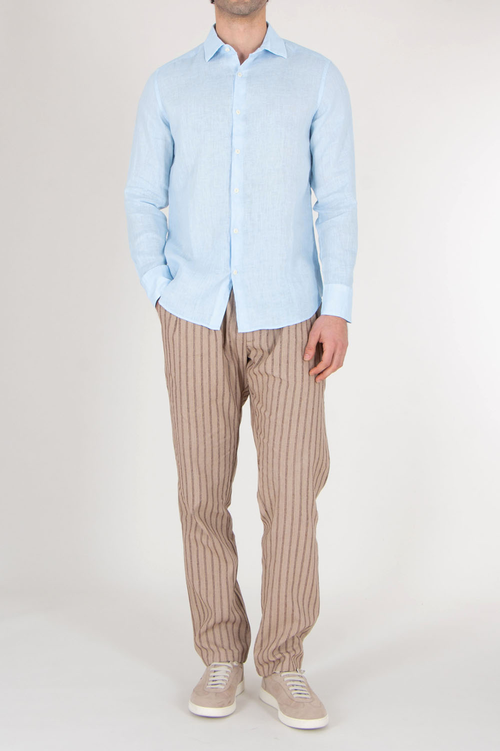 MC 2 SAINT BARTH Regular Fit Linen Shirt Pamplona