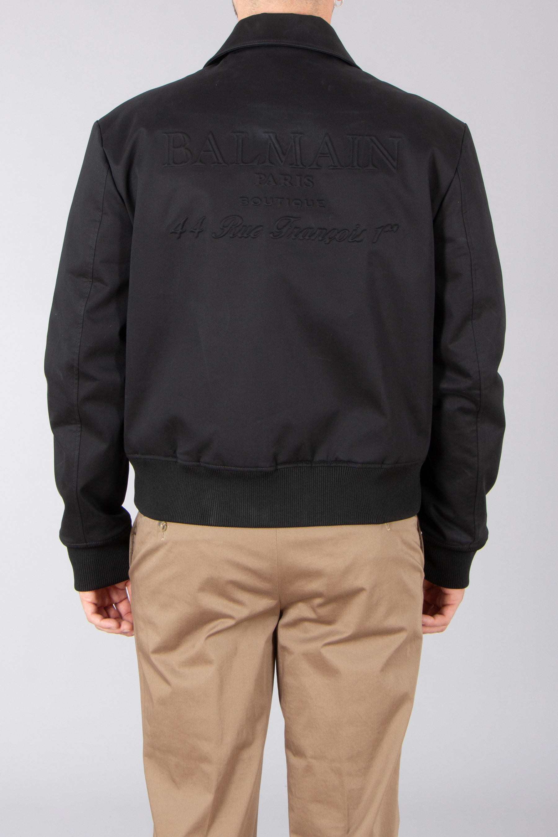 BALMAIN Relaxed Fit Embroidered Stretch Cotton Bomber Jacket BALMAIN Relaxed Fit Embroidered Stretch Cotton Bomber Jacket