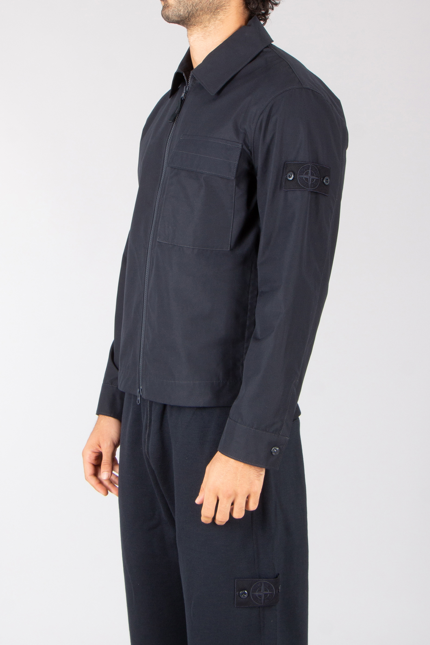STONE ISLAND Regular Fit Ghost Piece Organic Cotton Canvas Overshirt Mantel, Langarm, Hemd, Hosen, Formelle Kleidung