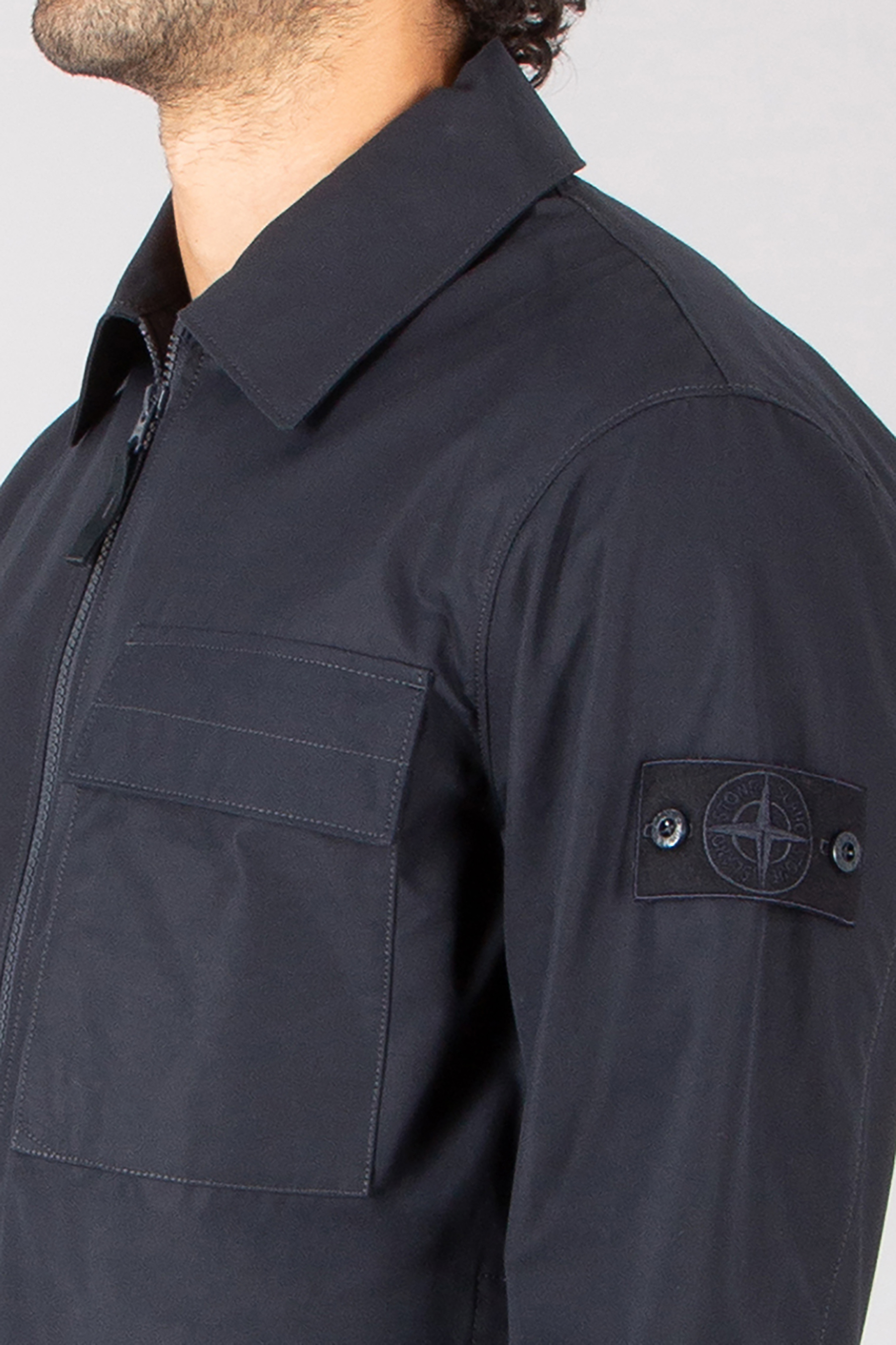 STONE ISLAND Regular Fit Ghost Piece Organic Cotton Canvas Overshirt Bekleidung, Hemd, Mantel, Langarm, Jacke