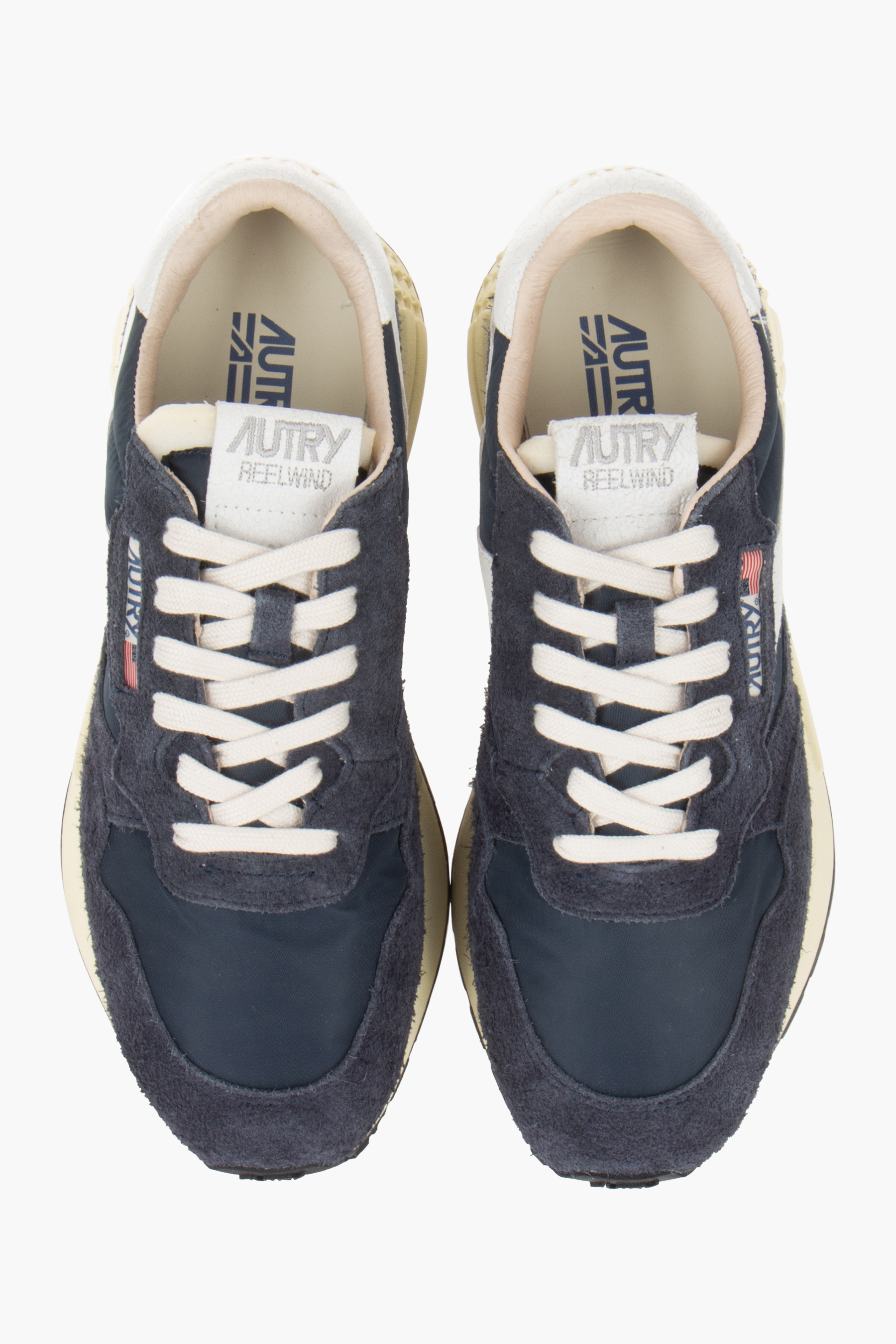 AUTRY Nylon, Suede & Craquelé Leather Sneakers Reelwind Low Bekleidung, Schuhwerk, Schuh, Sneaker, Leinwand
